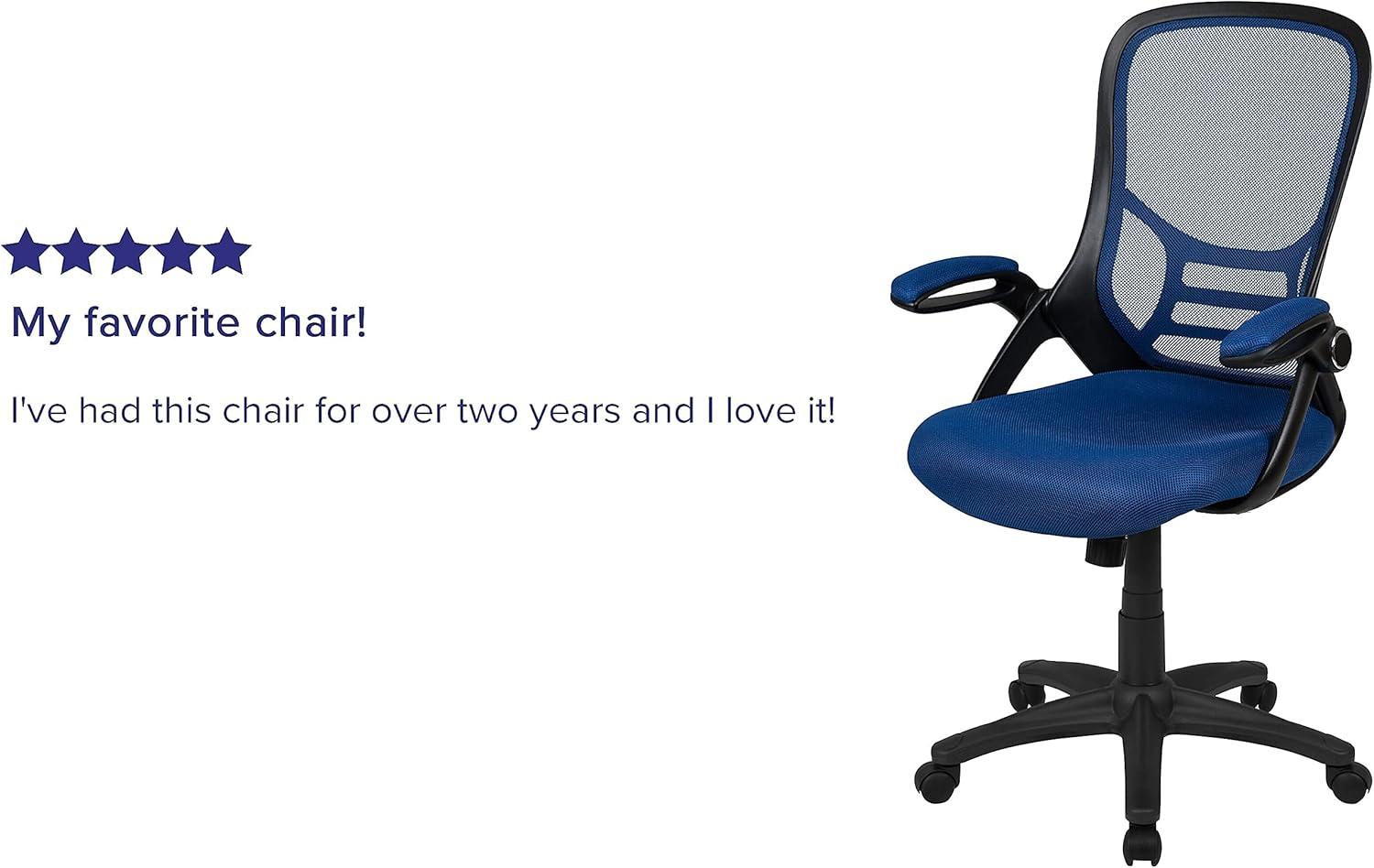 Flash Furniture Porter Ergonomic Mesh High-Back Swivel Office Chair with Flip-Up Armrests, Blue