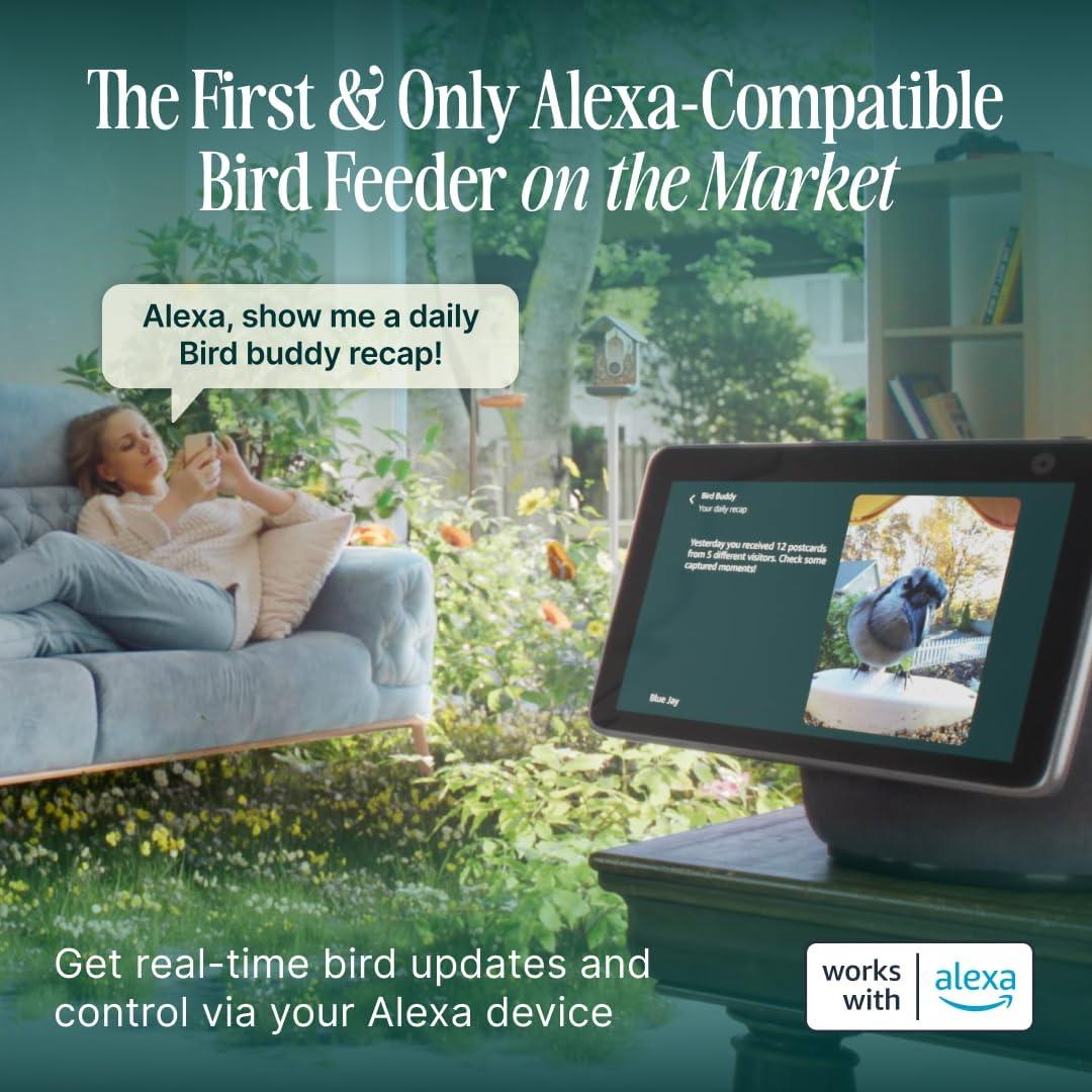 Bird Buddy Smart Bird Feeder with Camera and Solar Roof: Weather-Resistant, Hanging or Pole Mount