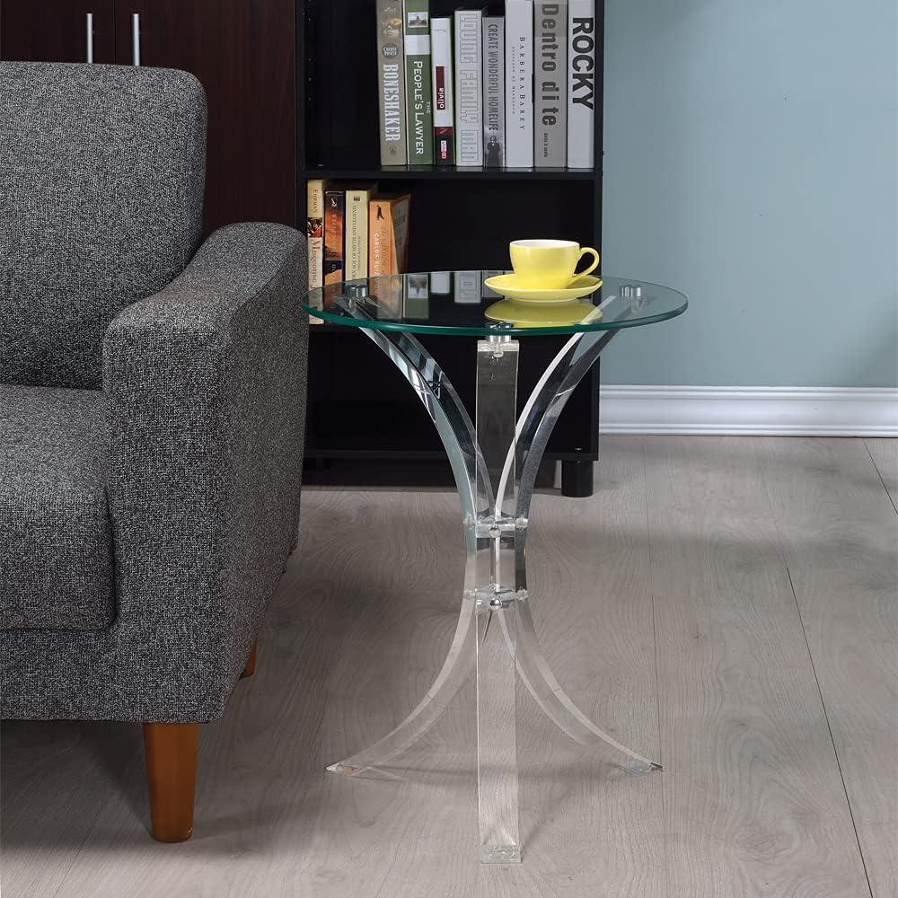 Contemporary 18'' White Round Acrylic Accent Table