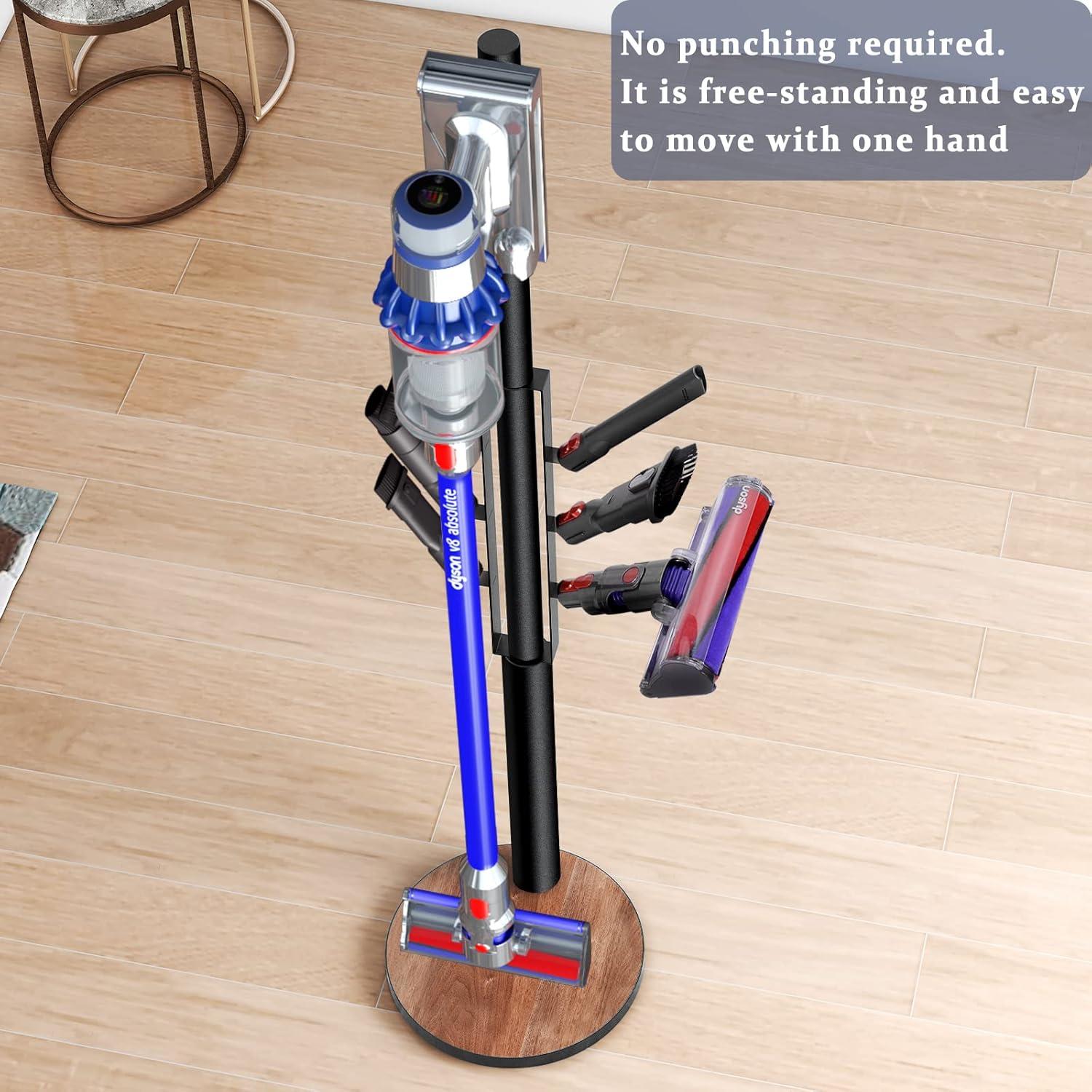 Docking Station Holder Freestanding Vacuum Stand Rack Compatible with V15 Detect, V11 V10 V8 V7 V6 Cordless Vacuum Cleaners, Floor Docking Station Metal Organizer Bracket with 6 Hooks