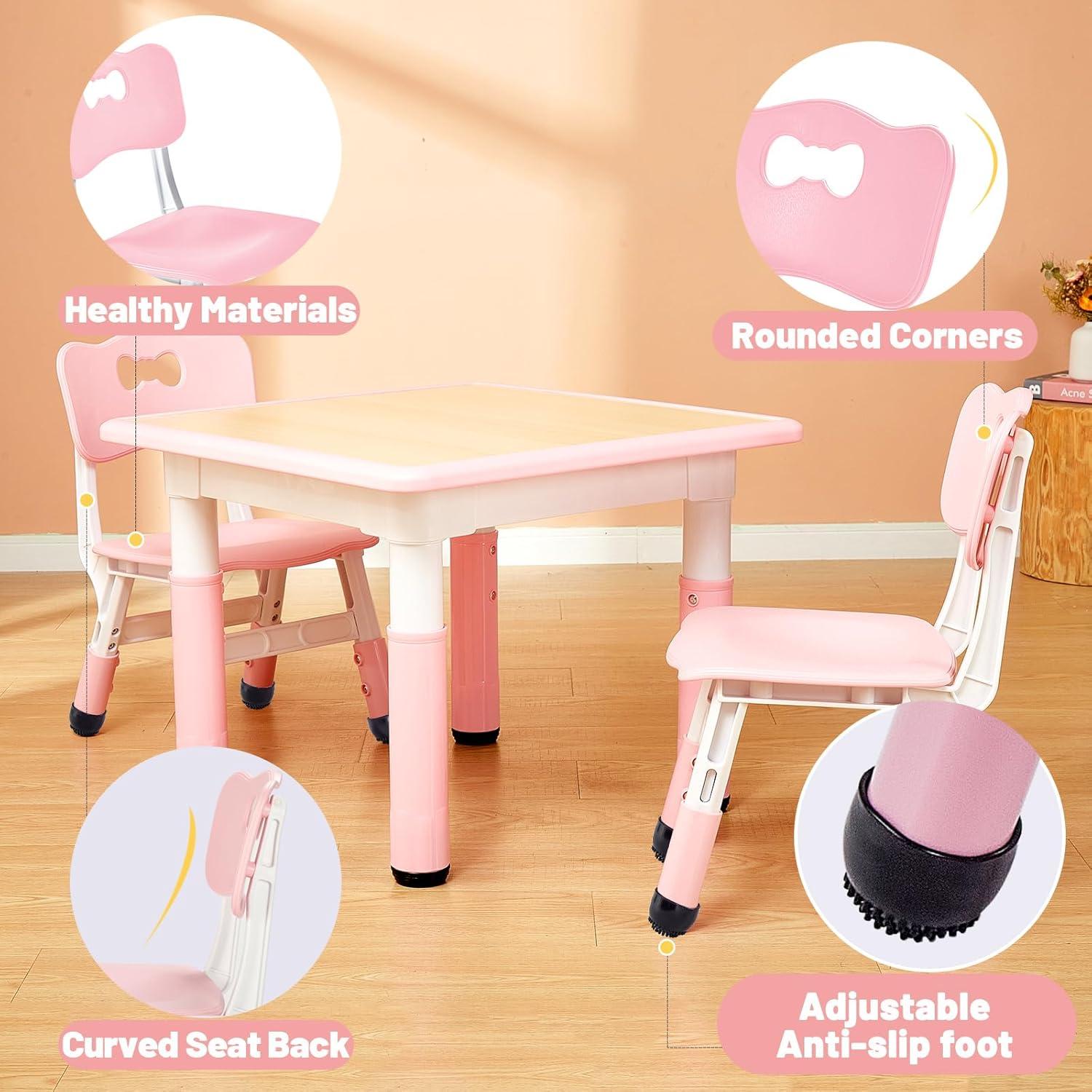 Shininglove Set of 2 Kids Chairs with Adjustable Height & Non-Slip Legs, for 2-6 Years Old Boys Girls