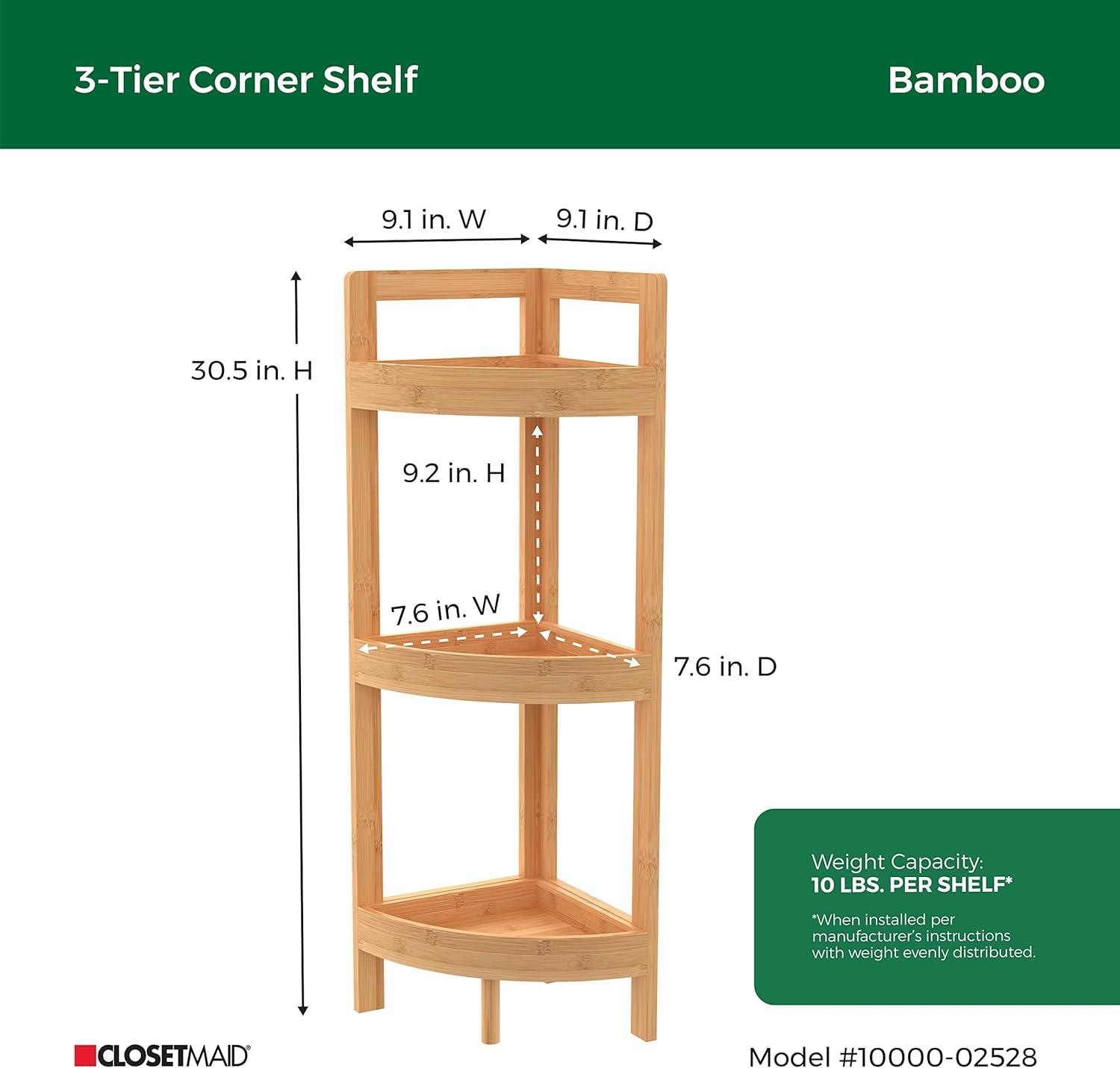 ClosetMaid 3-Tier Bamboo Corner Shelf - ClosetMaid