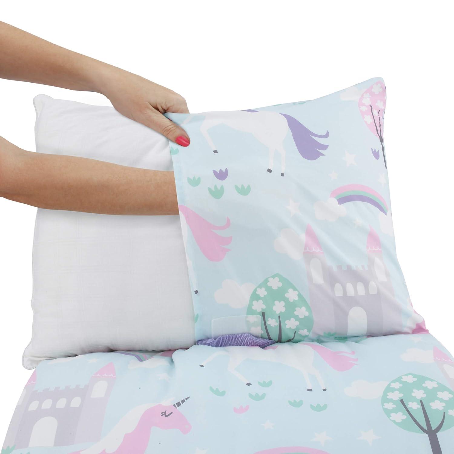 Everything Kids' Unicorn Deluxe Easy Fold Nap Mat: NoJo, Light Blue, Toddler & Preschool Sleep Mat, Machine Washable