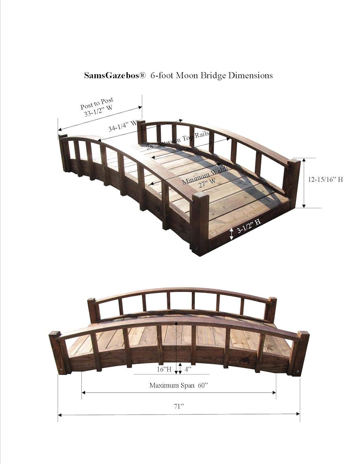 SamsGazebos 6 Foot Japanese Garden Bridge, Brown