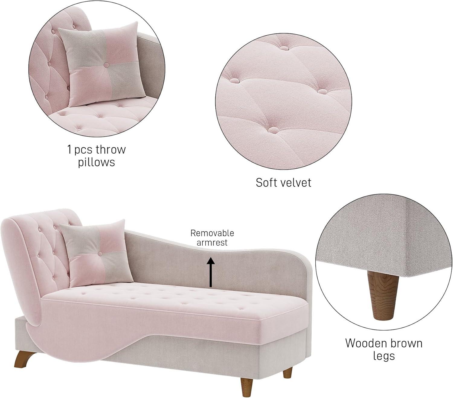 Mercer41 Acotas Velvet Upholstered Chaise Lounge with Storage