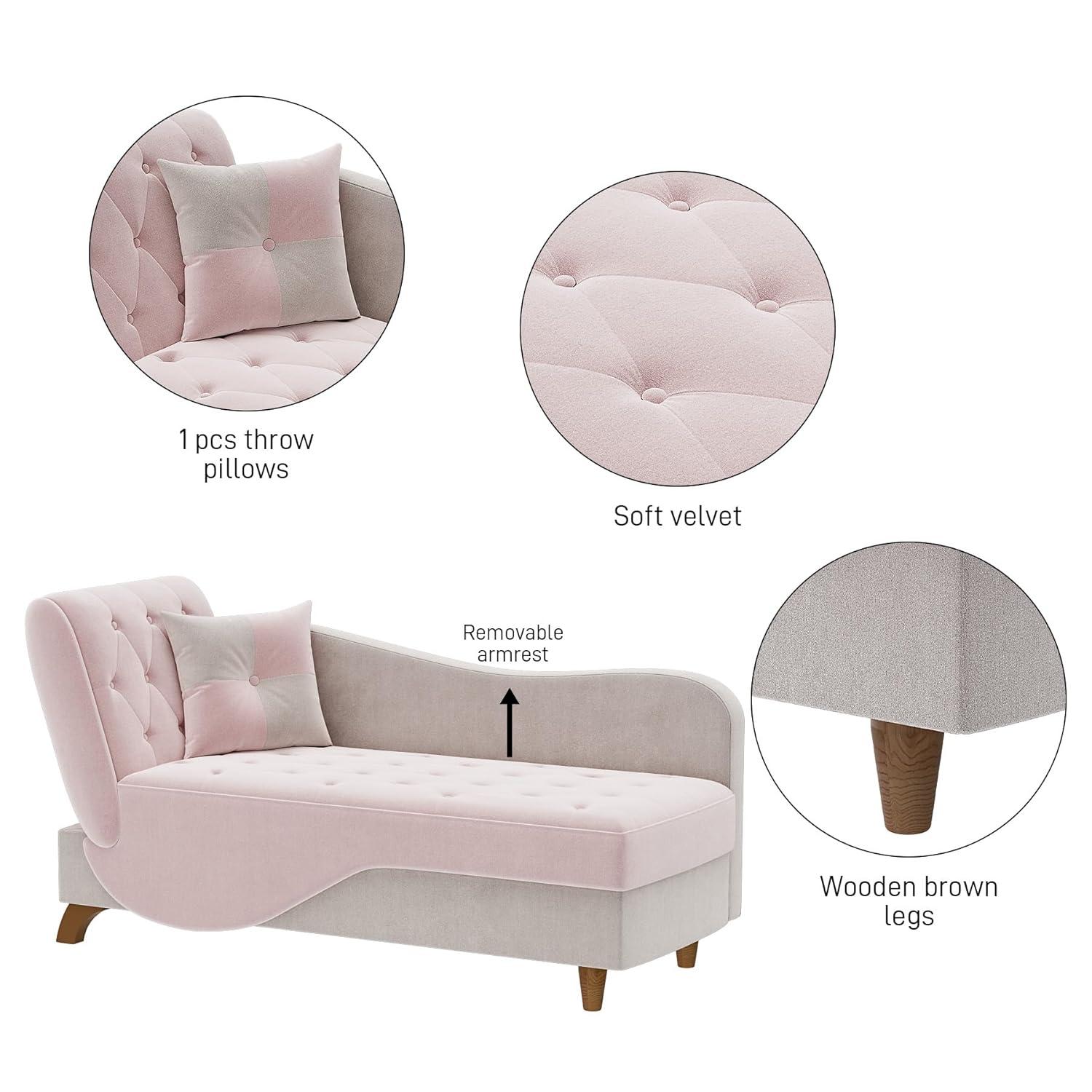 Mercer41 Acotas Velvet Upholstered Chaise Lounge with Storage