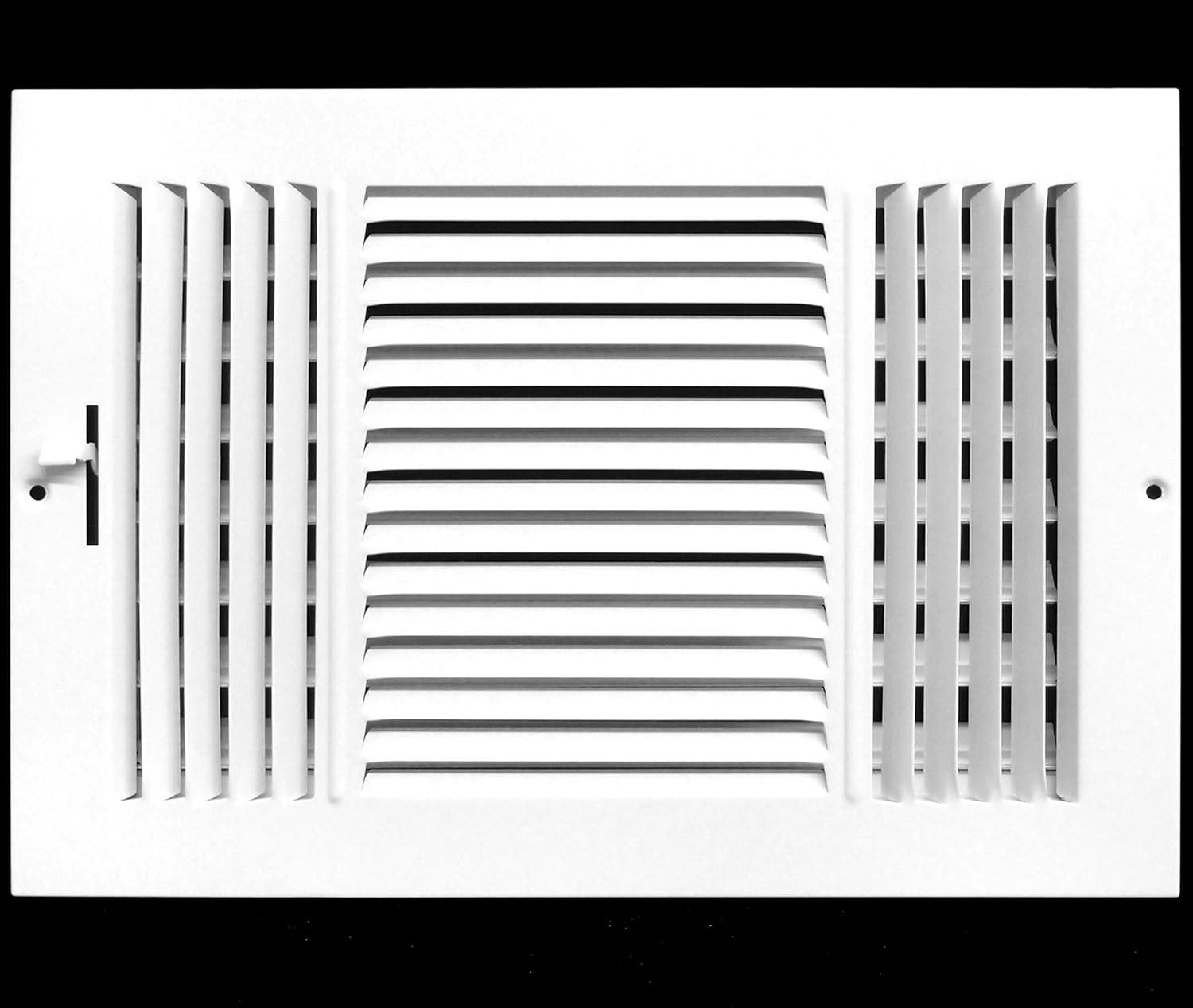 White Steel 10x8 3-Way Air Supply Grille with Screws