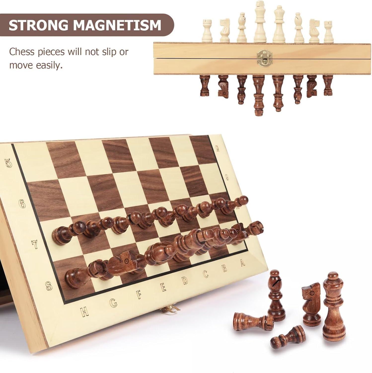 15inch Chess and Checkers Game Set - Chess Unique Gift for Kids and Adults. Durable Wooden Pieces, Sleek Wooden Board.Chess Introduces Strategy and Problem-Solving. Family Game Night Activity