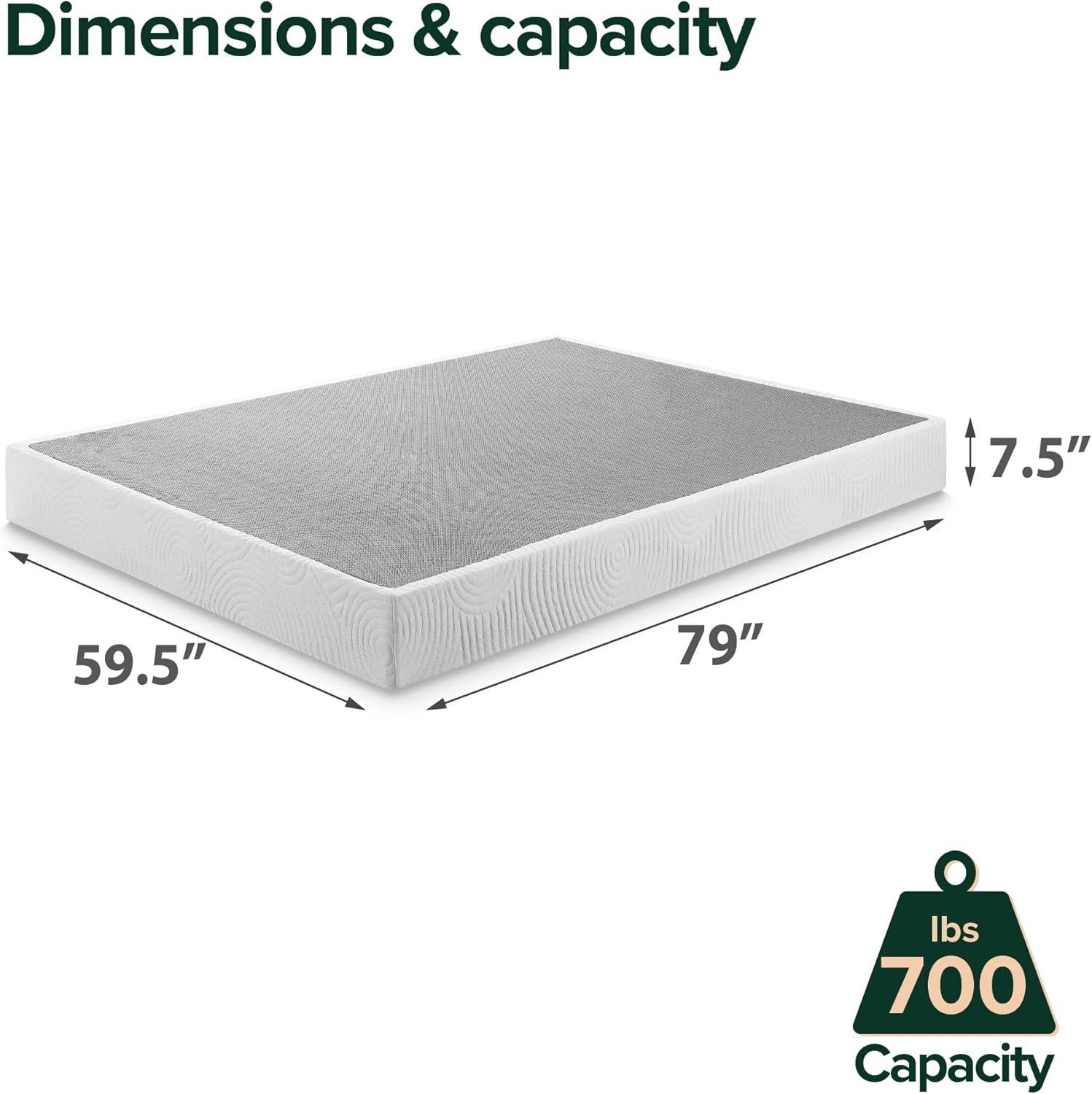 Zinus 7.5" Black Steel Queen Mattress Foundation