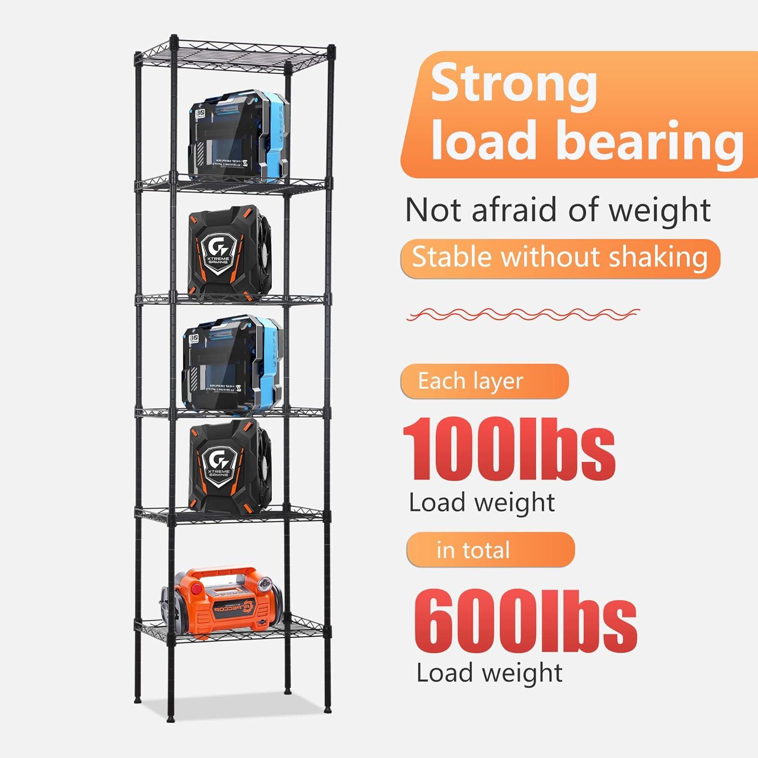 Chrome 6-Tier Adjustable Metal Wire Shelving Unit for Kitchen and Garage