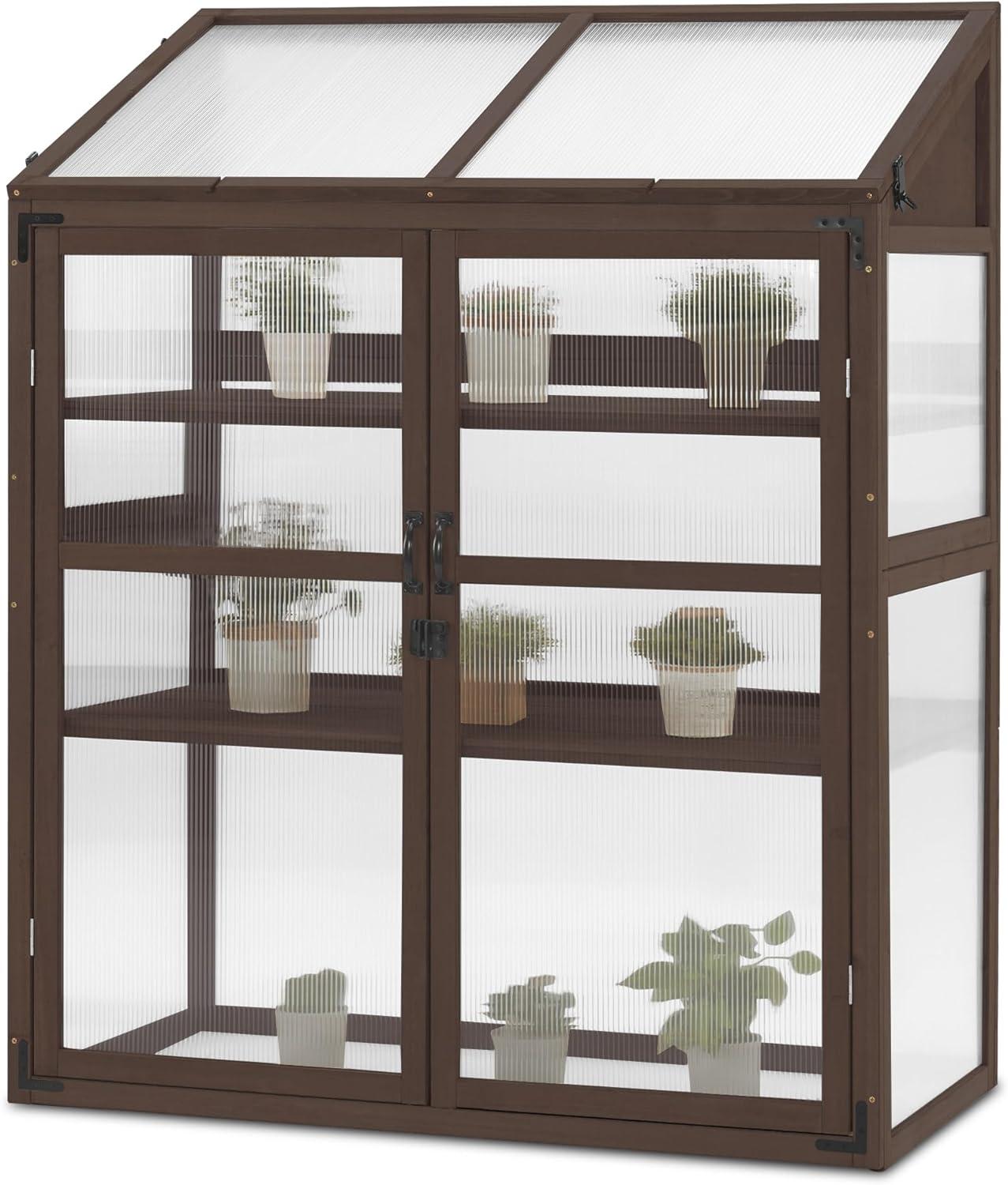 44.5" W x 24.8" D Cold Frame Greenhouse with Adjustable Shelves for Outdoor Indoor Use