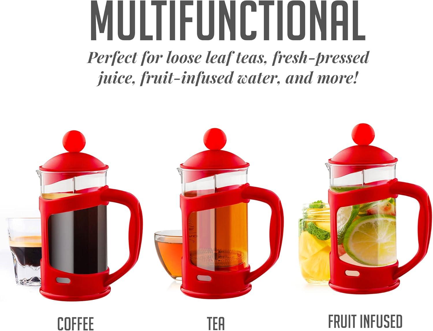 Ovente OVENTE 12 Ounce French Press Coffee Tea and Espresso 4 Filter Stainless-Steel FPT12R