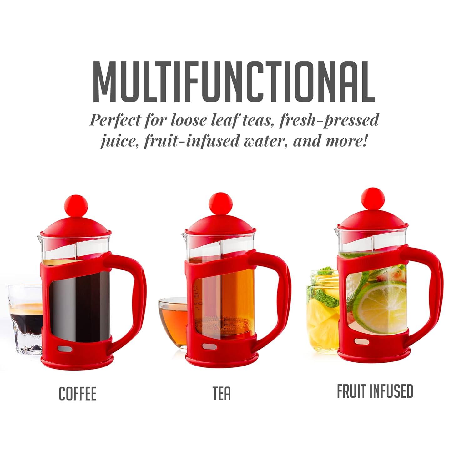 Ovente OVENTE 12 Ounce French Press Coffee Tea and Espresso 4 Filter Stainless-Steel FPT12R