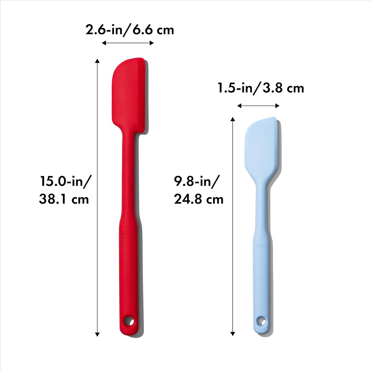 Red and Blue Silicone 2-Piece Spatula Set with Nylon Handles