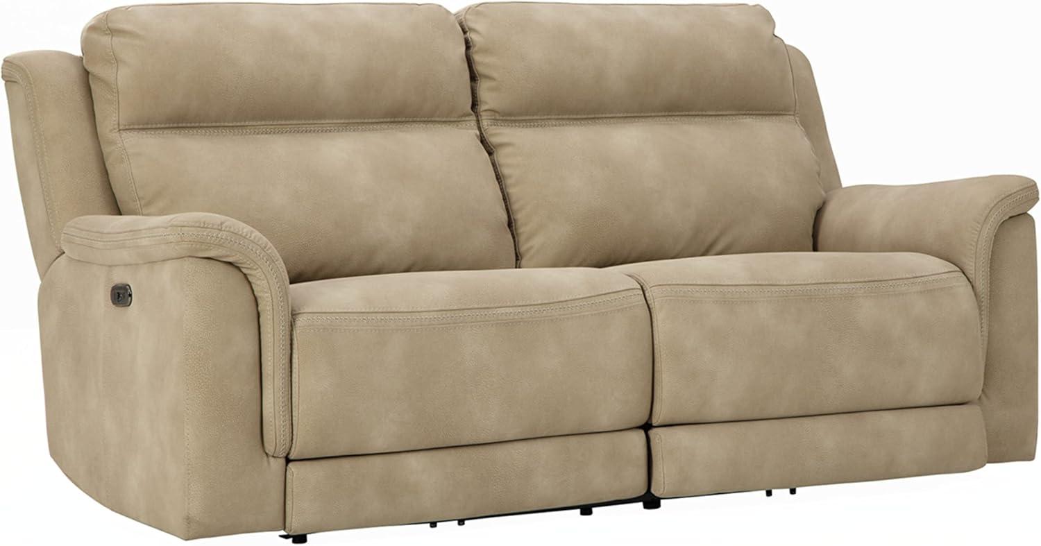 Sand Faux Leather Power Reclining Sectional Sofa