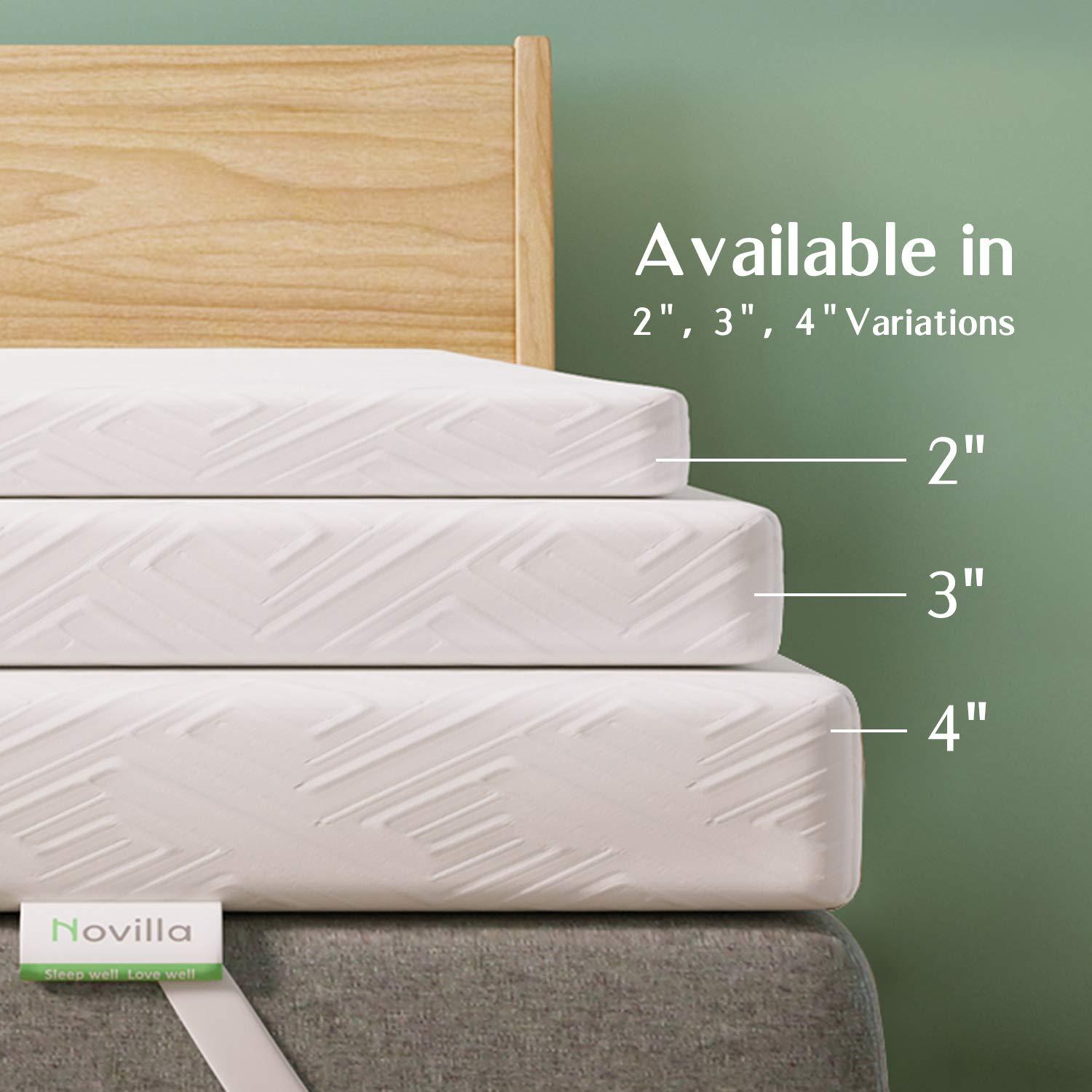 Novilla 3 Inch Queen Size Mattress Topper, Gel Memory Foam Mattress Topper for Cooling Sleep, Supportive & Pressure Relief, Non-Slip Design with Breathable Bamboo Charcoal Cover