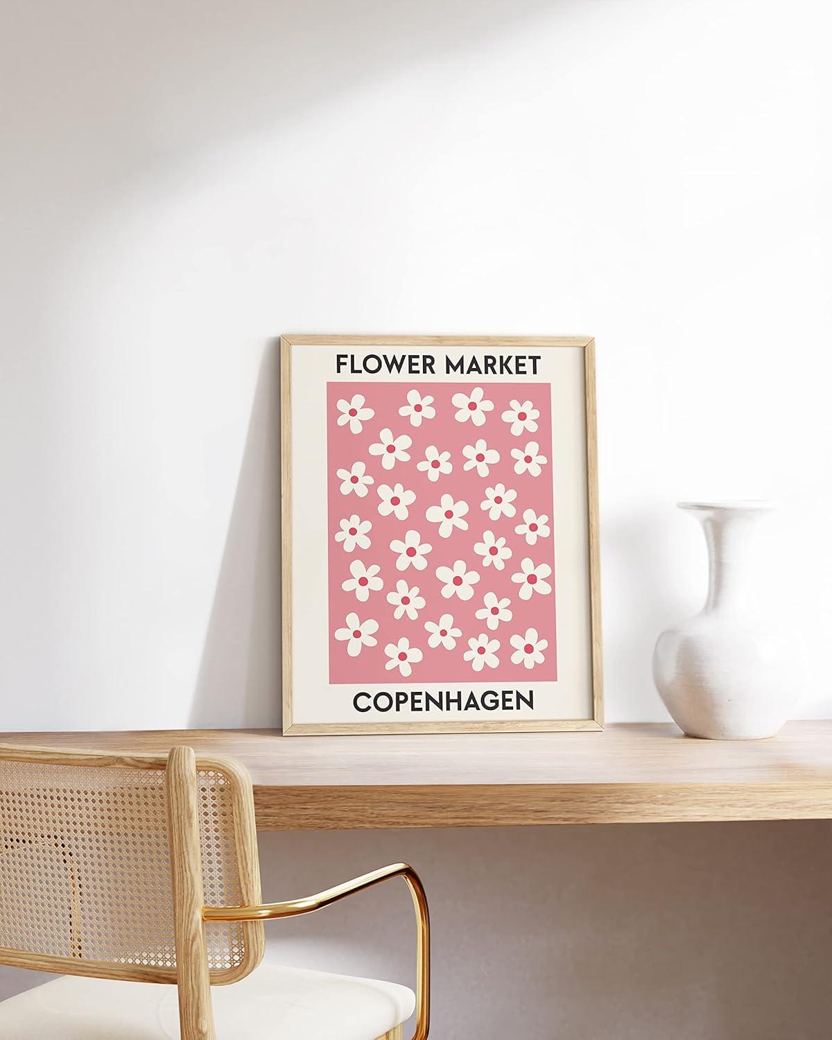 HAUS AND HUES Flower Market Wall Art, Danish Pastel Poster (12x16 Unframed) - Flowers, Prints, Wall Decor
