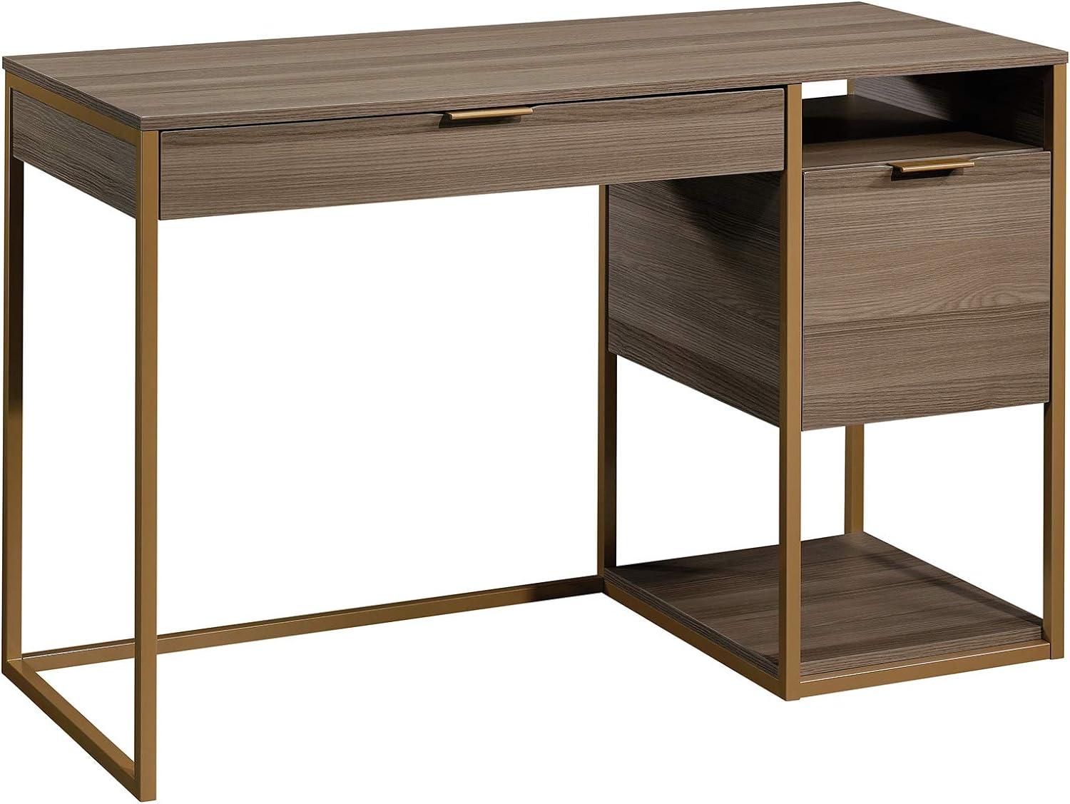 Diamond Ash Elegance 52'' Wood and Metal Home Office Desk with Filing Cabinet