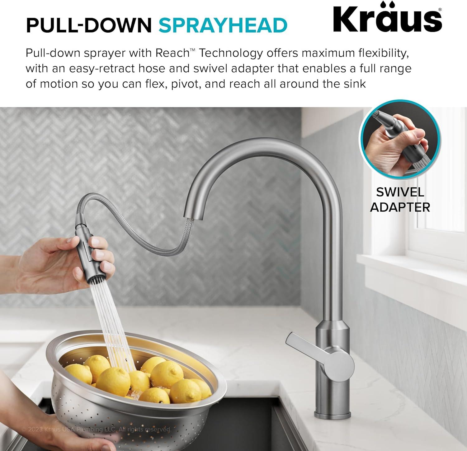 KRAUS Oletto Touchless Sensor Pull-Down Single Handle Kitchen Faucet