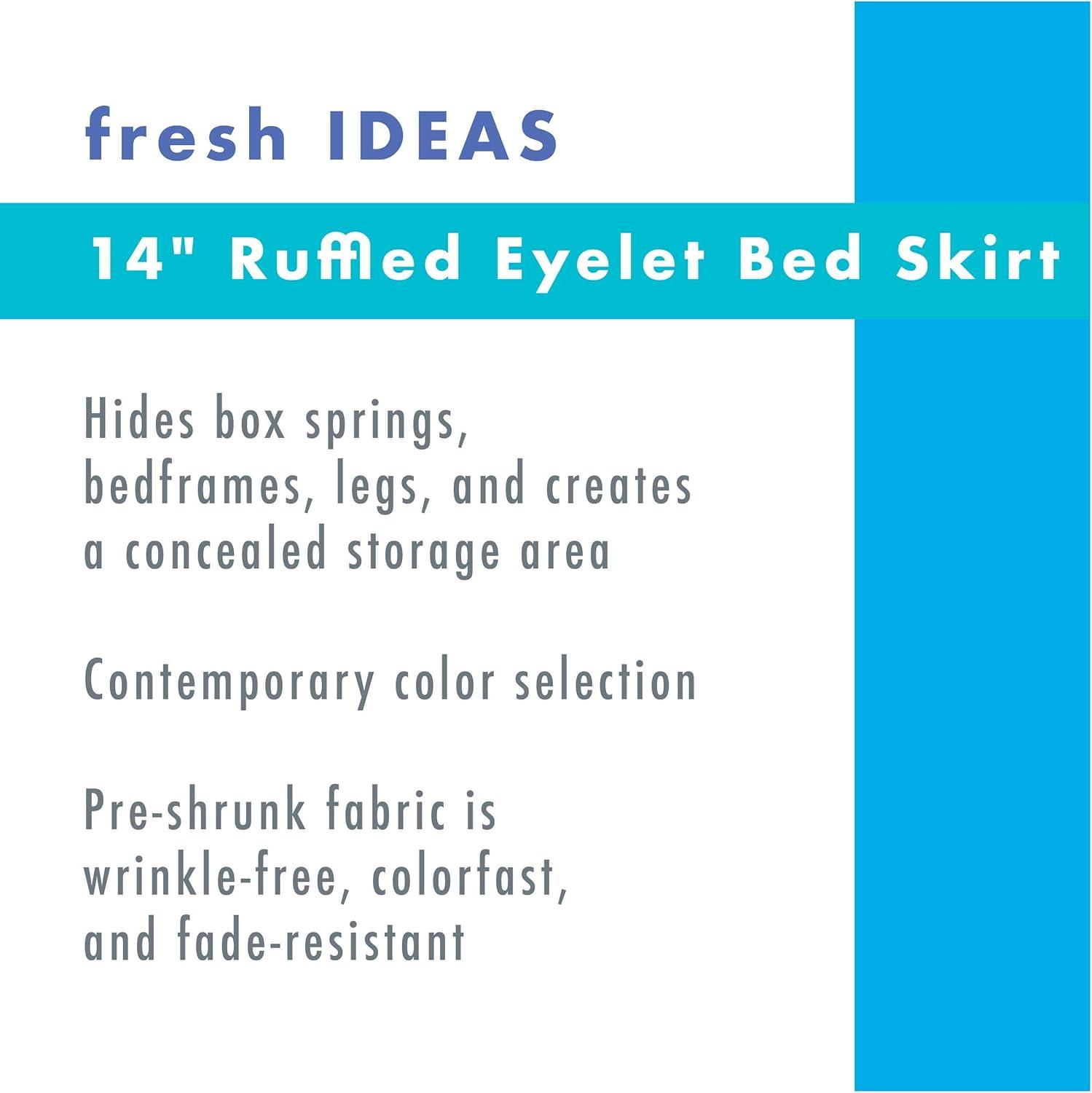 Fresh Ideas Ruffled Eyelet 14" Bed Skirt, Twin, White