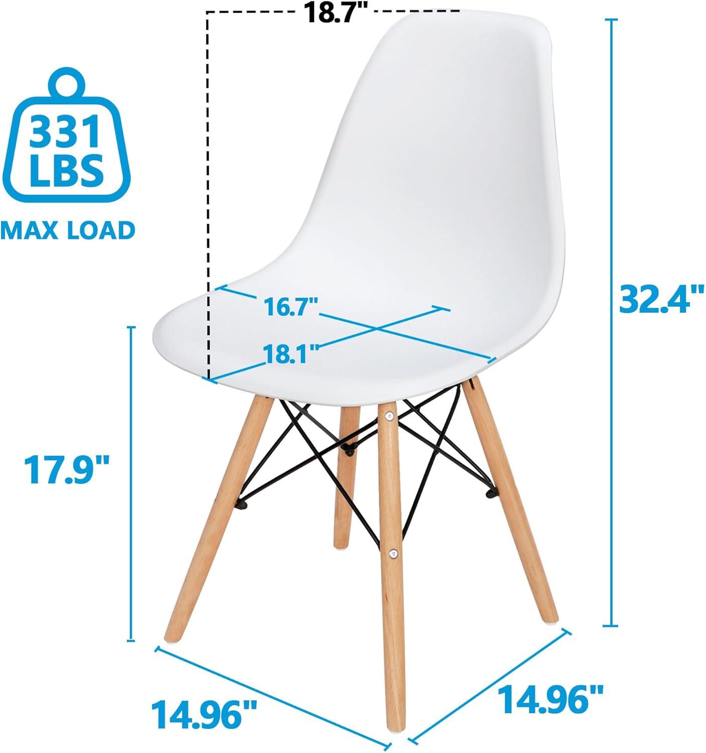 Dining Room Chairs Modern Style, Weight capacity: 211 lbs. Shell, Set of 4, White