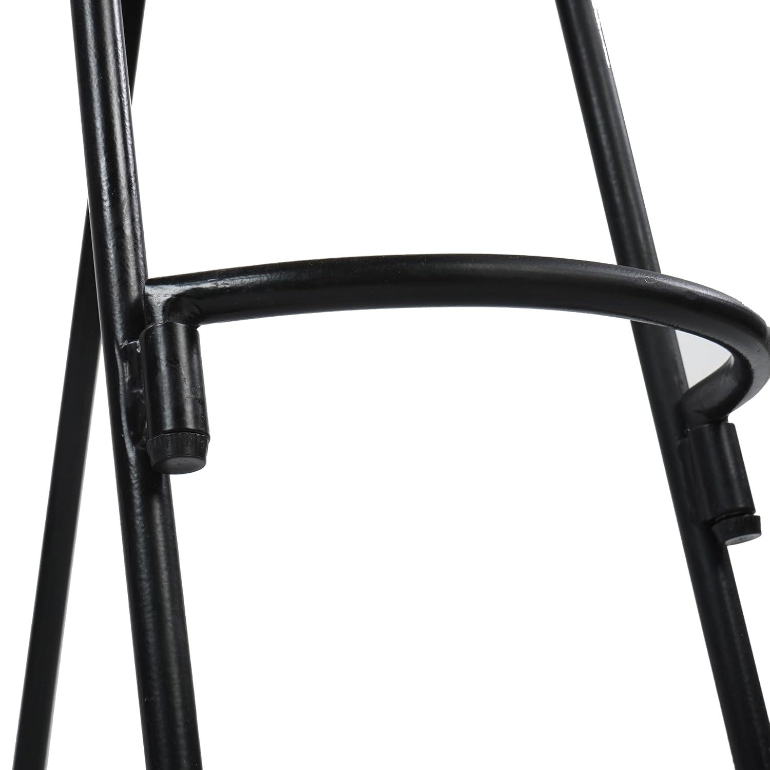 The Urban Port 24 Inch Mango Wood Industrial Counter Height Stool, Saddle Seat, Iron, Set of 2, Brown, Black