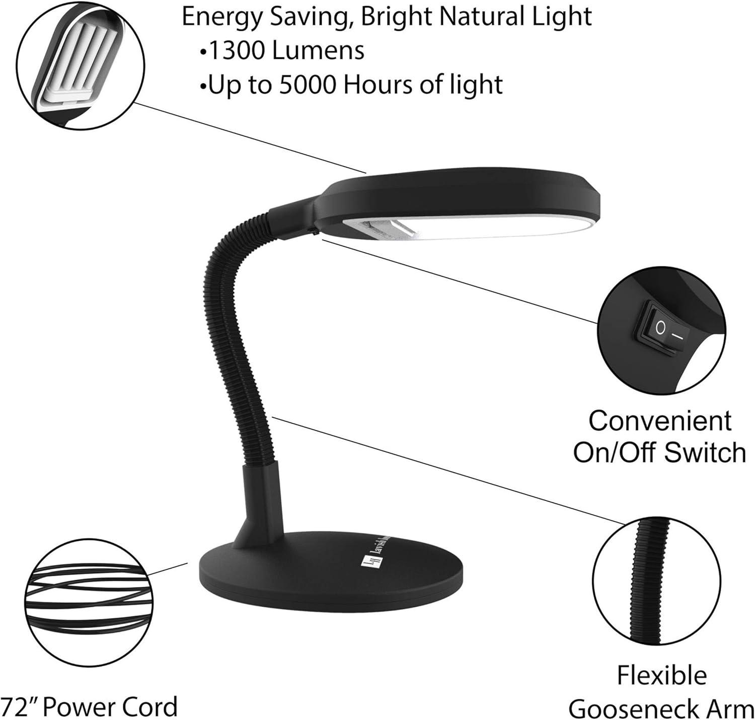 Sunlight 22" Desk Lamp, Natural Sunlight Lamp with Adjustable Gooseneck - Reading Light