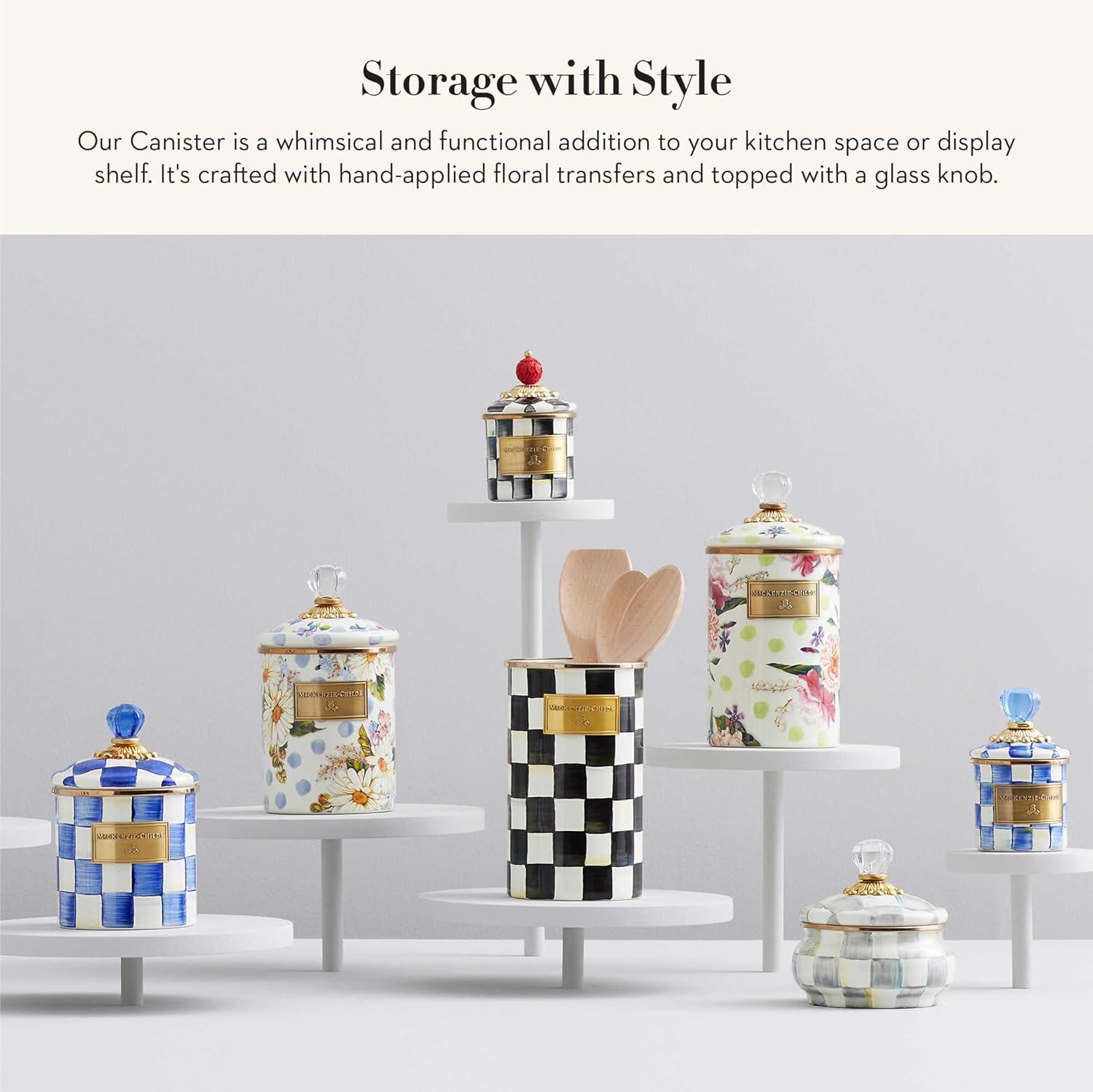 MacKenzie-Childs Wildflowers Blue Enamel Medium Canister