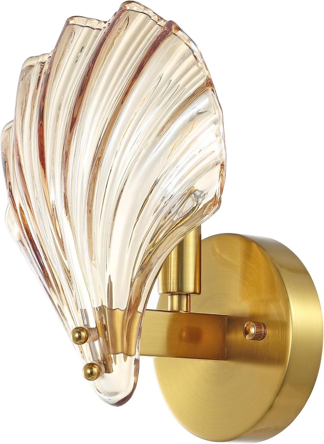 Sirena 5.5" Wall Sconce (Set of 2) - SCN4087 - Amber/Brass - Safavieh