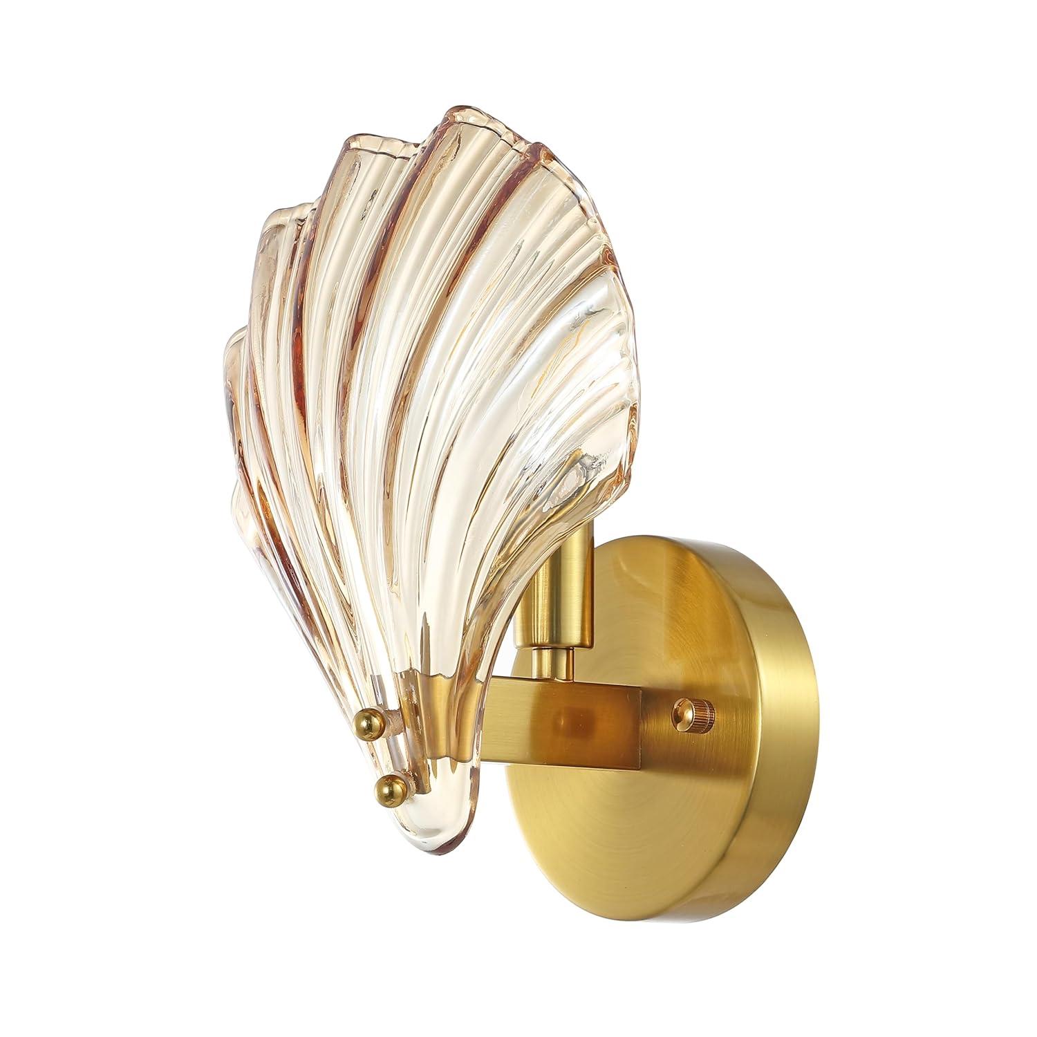 Sirena 5.5" Wall Sconce (Set of 2) - SCN4087 - Amber/Brass - Safavieh