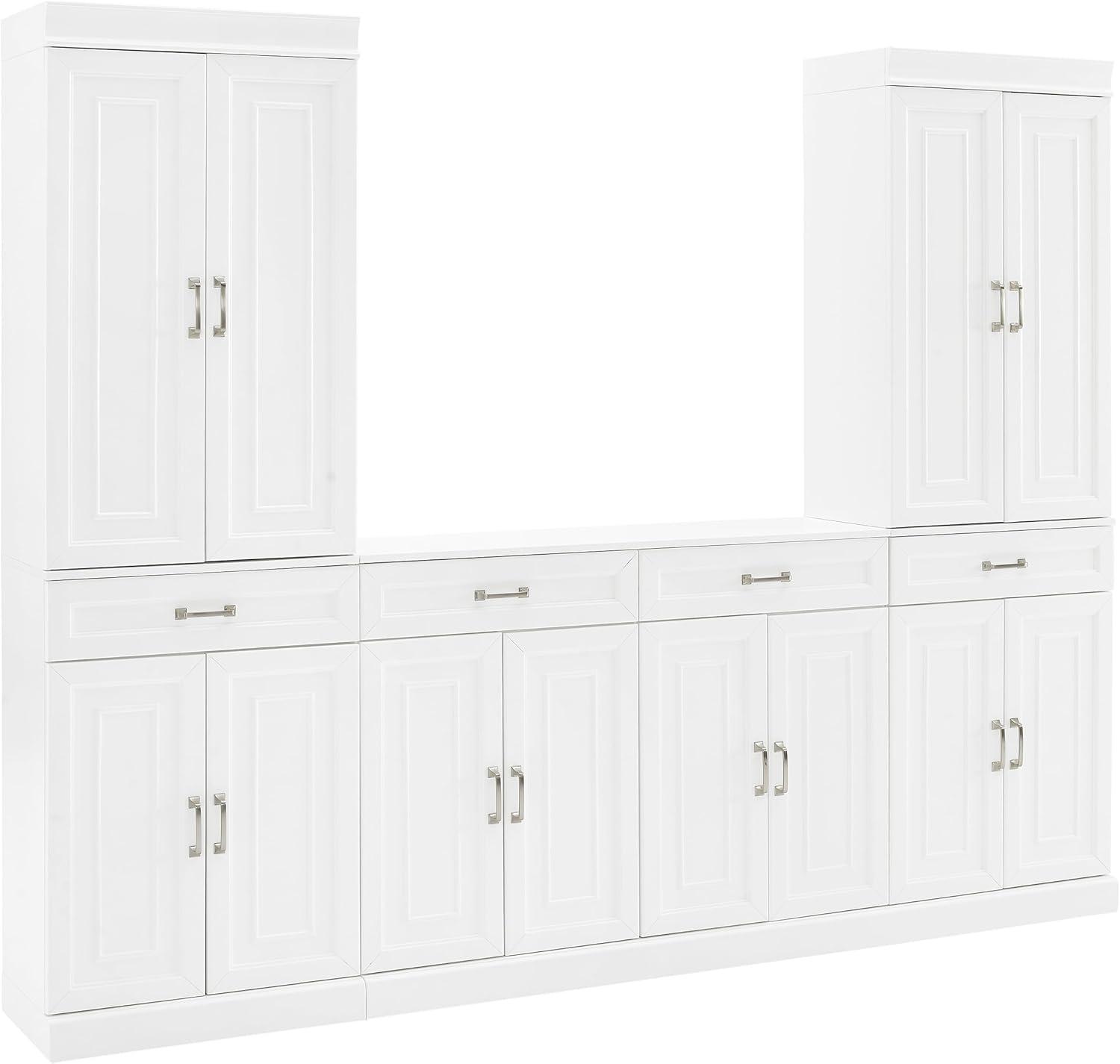 3pc Stanton Sideboard and Pantry Set White - Crosley: Home Office Storage, Traditional Farmhouse Design