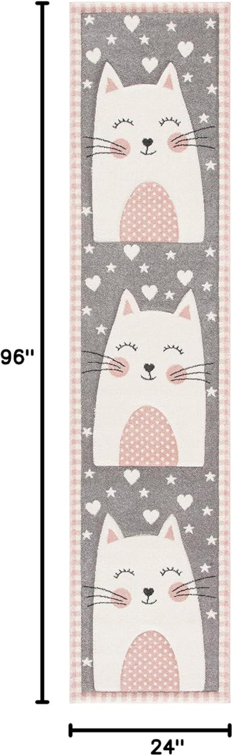 Carousel Kids CRK134 Power Loomed Runner Rug - Pink/Grey - 2'x8' - Safavieh.
