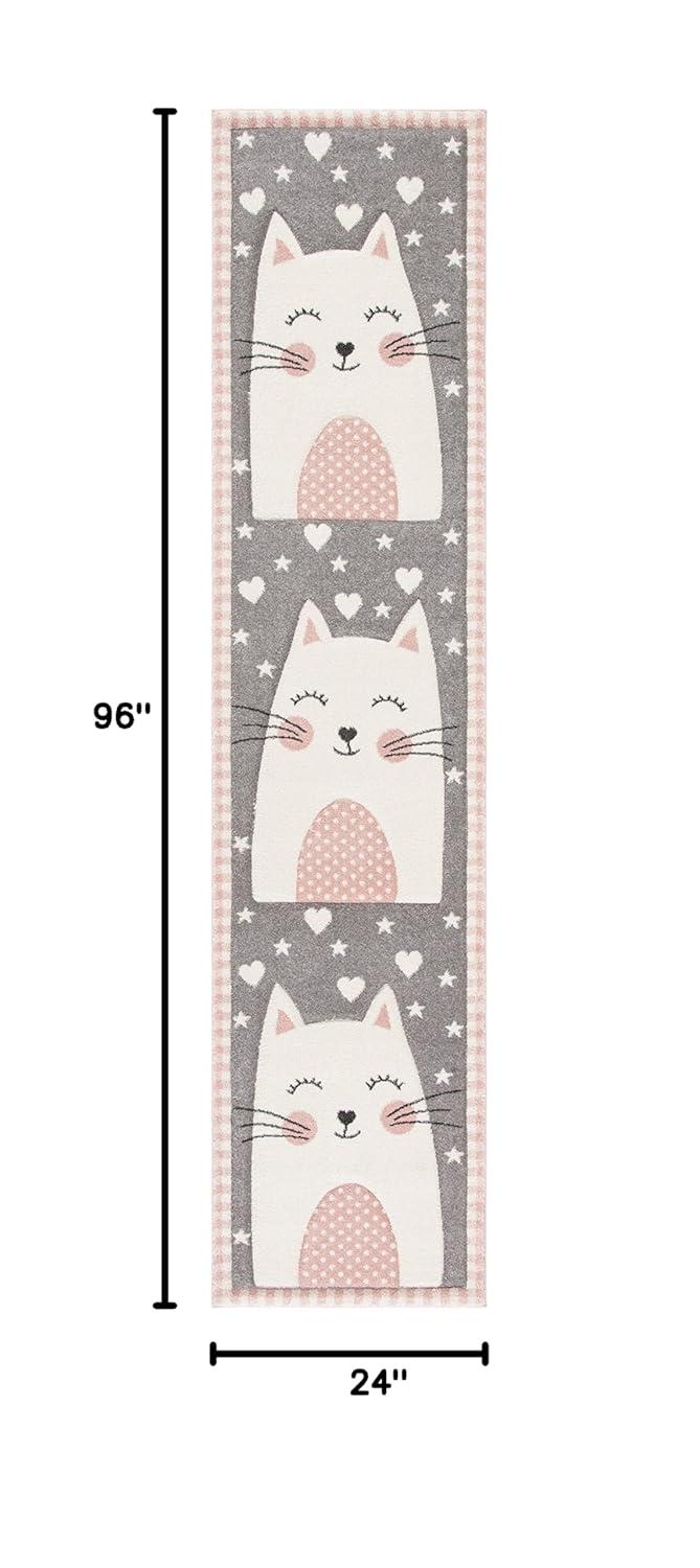 Carousel Kids CRK134 Power Loomed Runner Rug - Pink/Grey - 2'x8' - Safavieh.