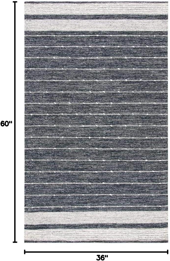 Striped Kilim STK509 Hand Woven Area Rug - Black/Ivory - 3'x5' - Safavieh.