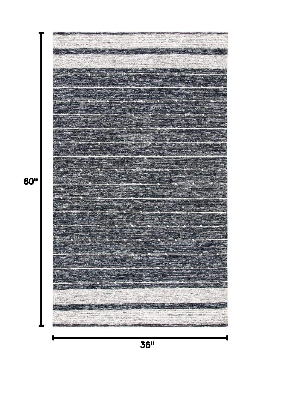 Striped Kilim STK509 Hand Woven Area Rug - Black/Ivory - 3'x5' - Safavieh.