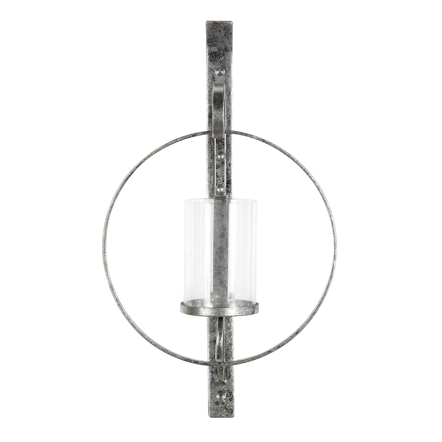 Kate and Laurel Doria Round Metal Wall Sconce, 12x22, Silver