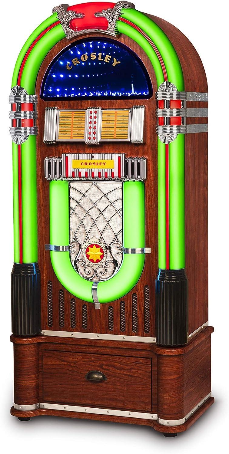 Walnut Bluetooth Jukebox with AM/FM Radio and CD Player