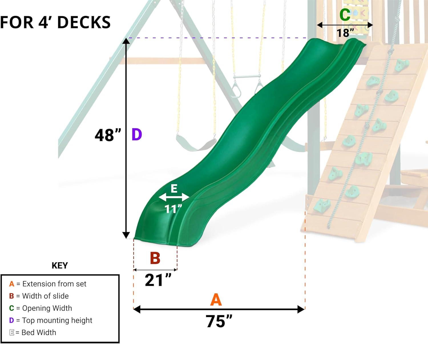 Swing-N-Slide 4 Foot Apex Wave Slide with Lifetime Warranty, Green