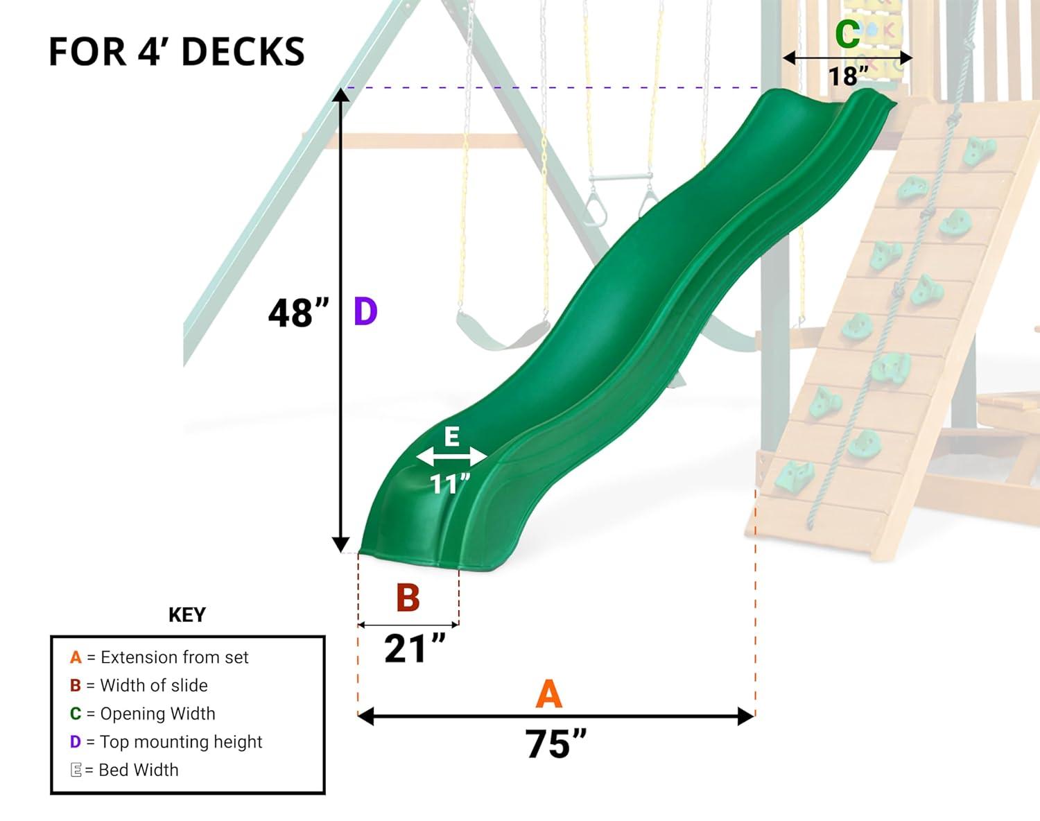 Swing-N-Slide 4 Foot Apex Wave Slide with Lifetime Warranty, Green