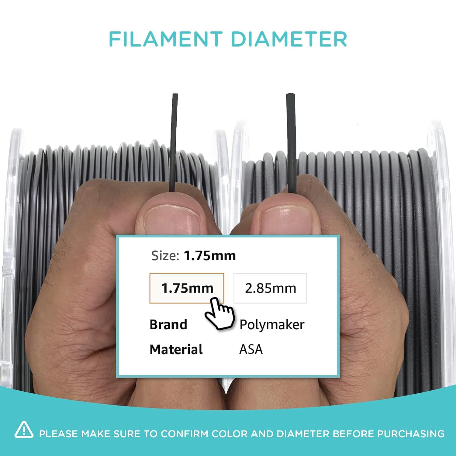 Polymaker ASA Filament 1.75mm Army Brown, 1kg ASA 3D Printing Filament, Heat & Weather Resistant - ASA 3D Printer Filament Perfect for Printing Outdoor Functional Parts