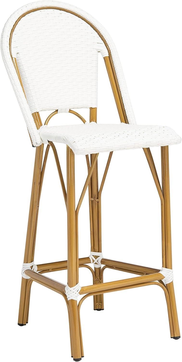 Ford White Wicker and Faux Bamboo Bistro Bar Stool