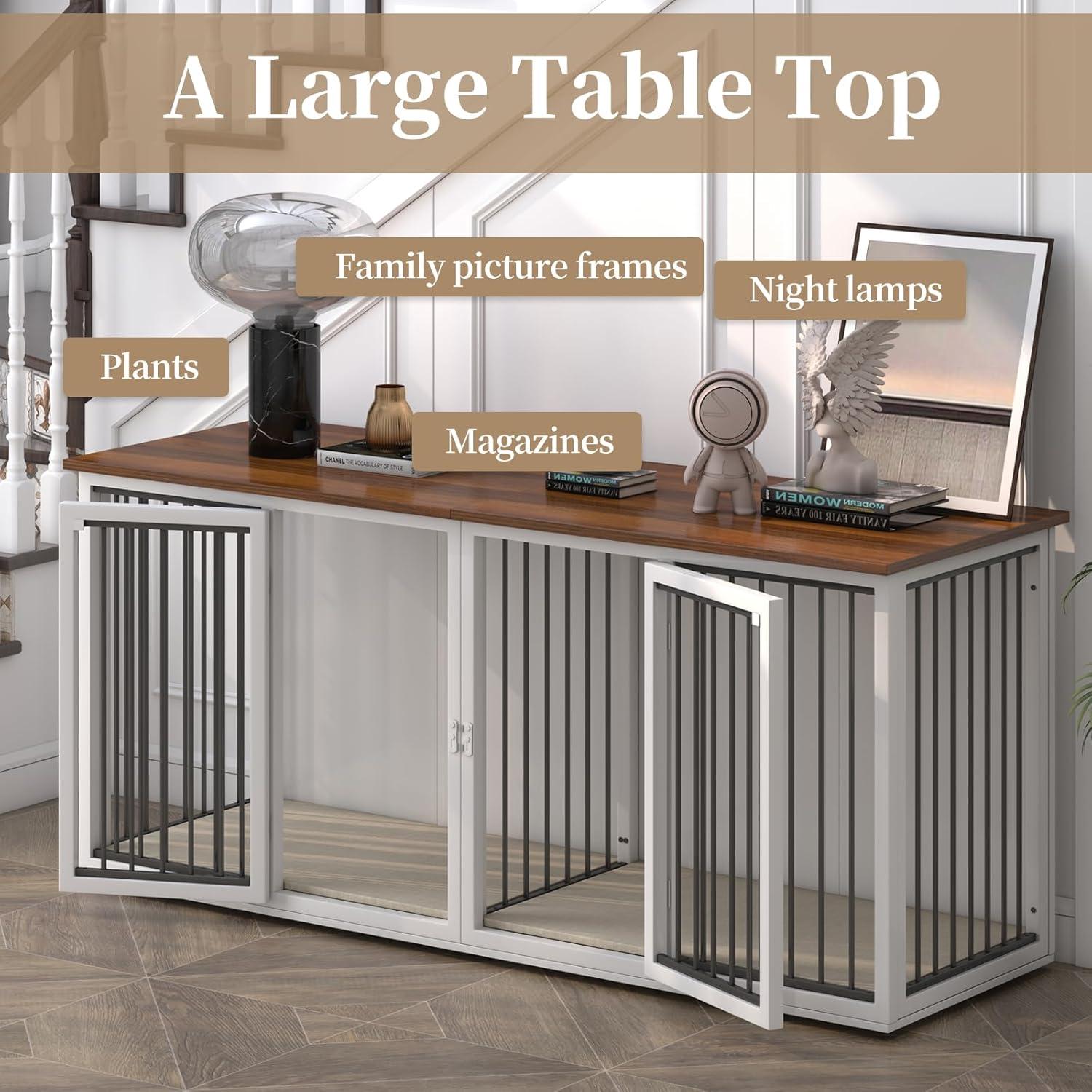 Tucker Murphy Pet™ Large Dog Crate Furniture for 2 Dogs, 71.6'' Steel Frame Dog Crate with Double Doors, Heavy Sturdy Dog Kennel