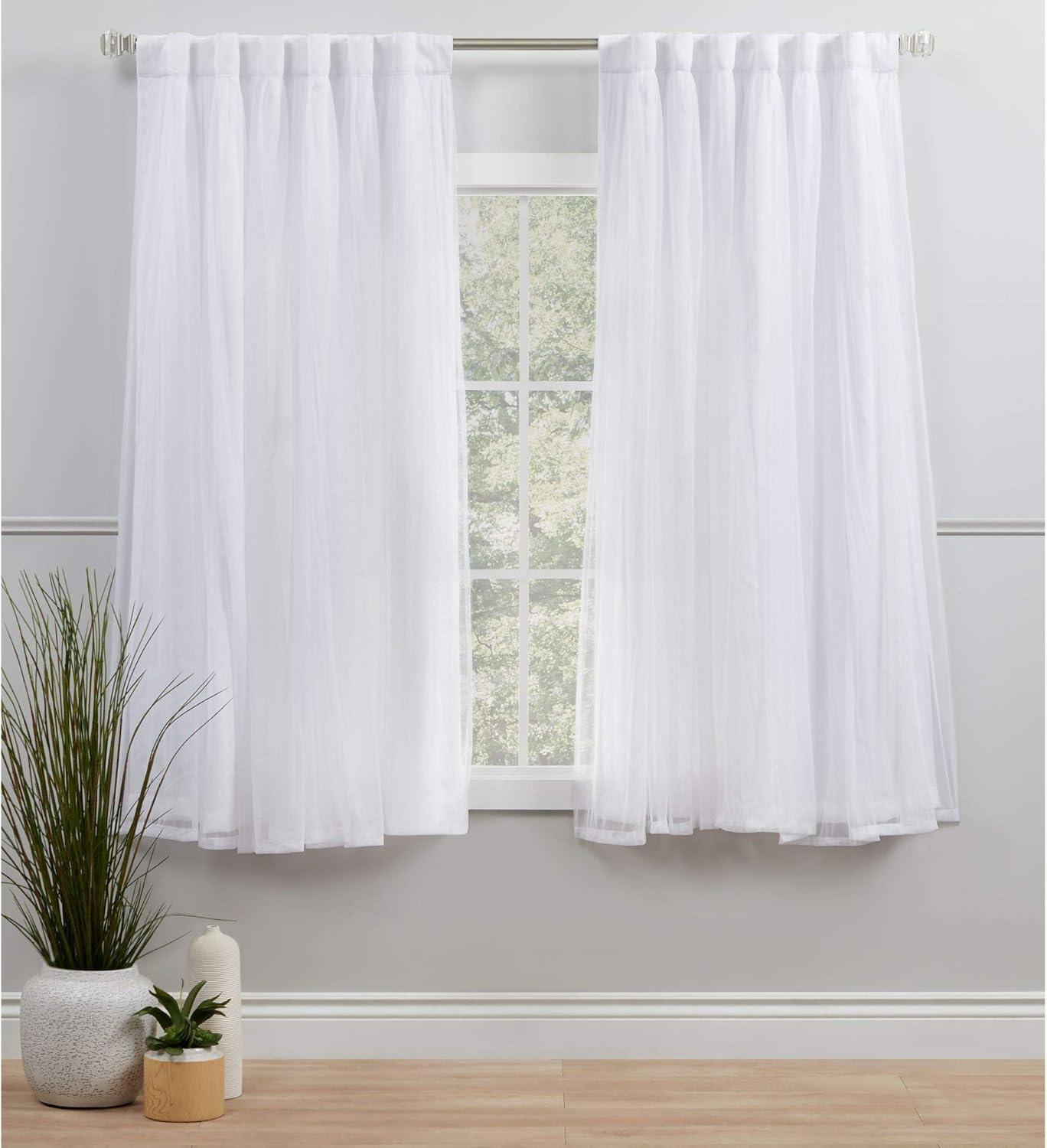 Cloud Gray Polyester Blackout Sheer Pleated Curtain Panels