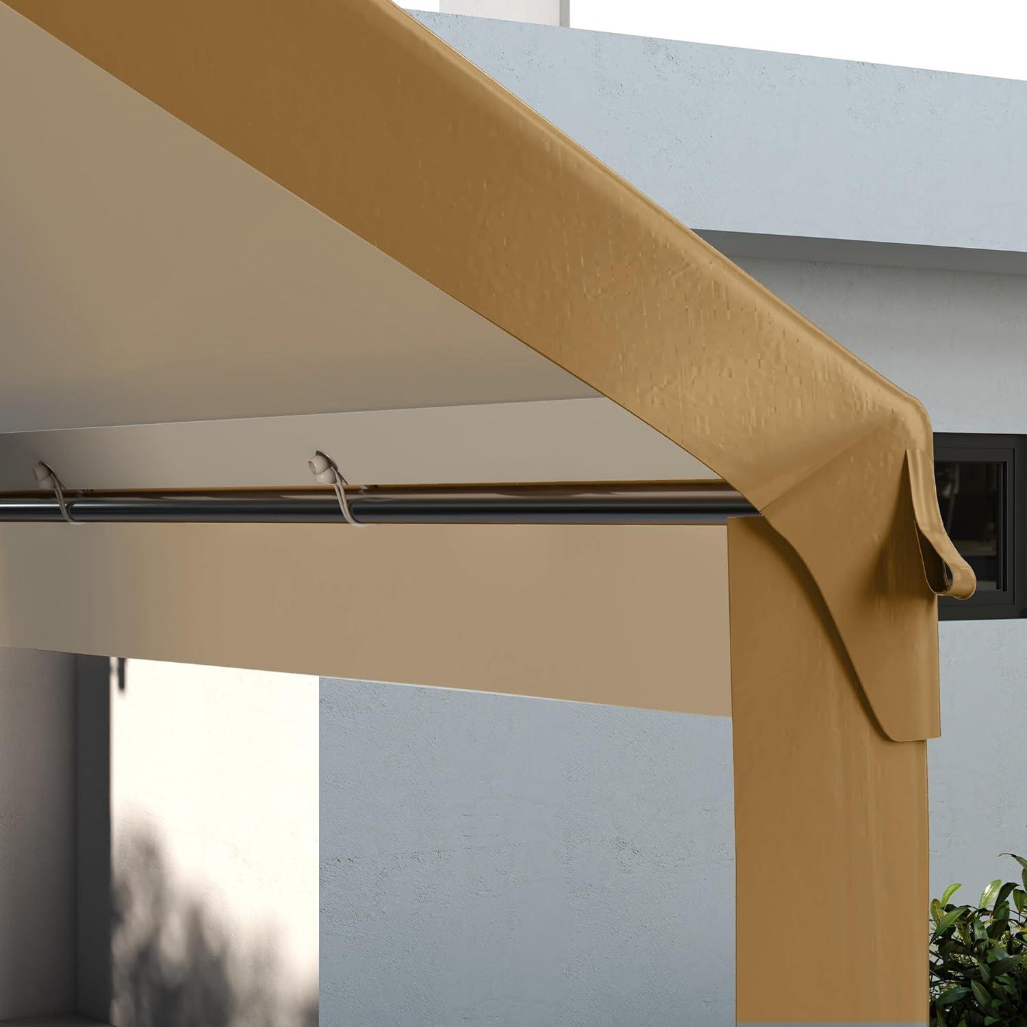Outsunny 10' x 20' Carport Replacement Top Canopy Cover, UV and Water Resistant Portable Garage Shelter Cover with Ball Bungee Cords, Beige, Only Cover
