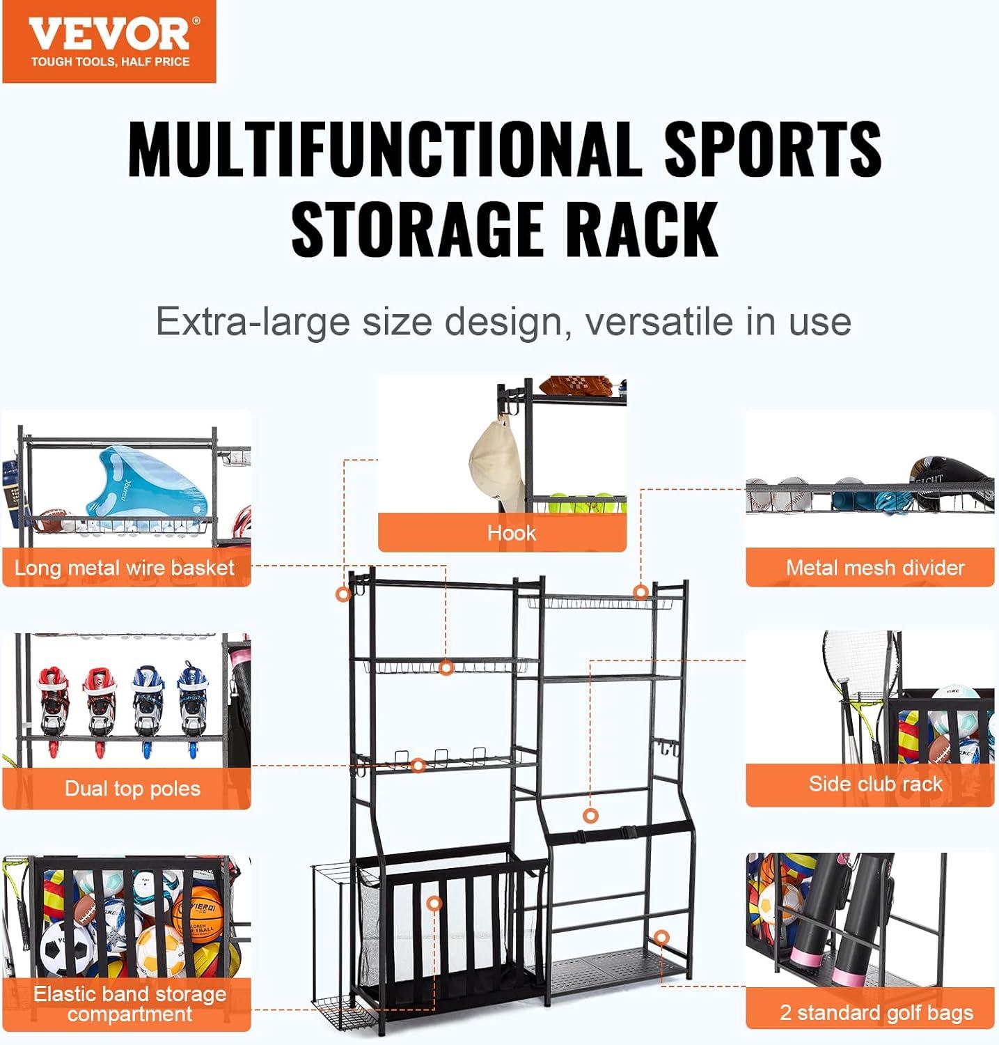 VEVOR GEFSNJHSF0G2GAR4SV0 Steel Freestanding Adjustable Multi-Use Sports Rack