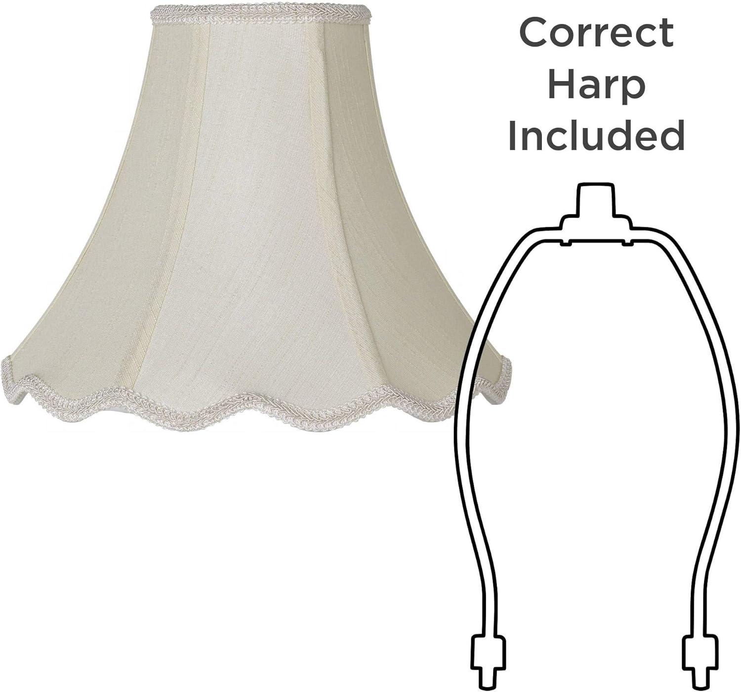 Imperial Shade Creme Small Scallop Bell Lamp Shade 5" Top x 12" Bottom x 10" Slant x 9.5 High (Spider) Replacement with Harp and Finial