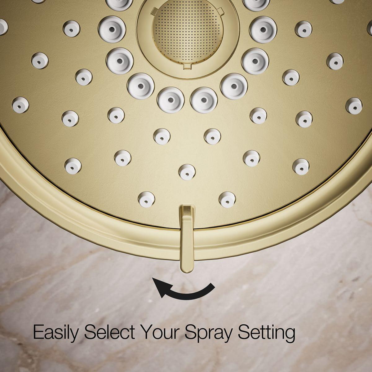 Kohler Purist® 1.75 Gpm Multifunction Wall Mount Showerhead, Three Spray Settings, 5.5" High Pressure Spray Head
