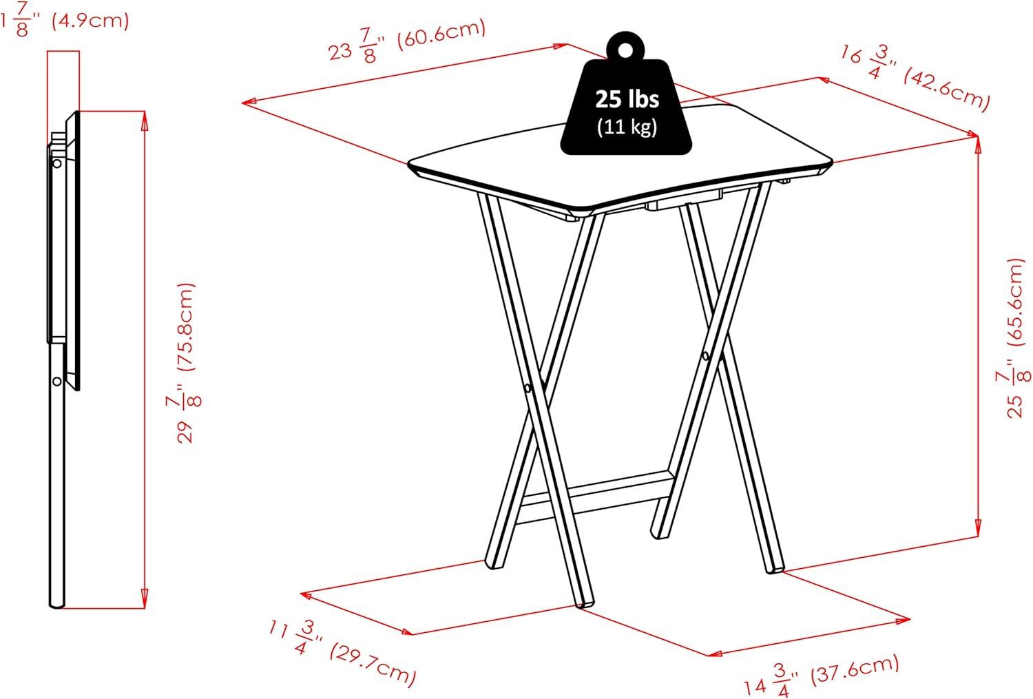 5pc Anila Fan Shape Snack Table Coffee - Winsome: Solid Wood Folding Tables, Beveled Edges, Storage Rack