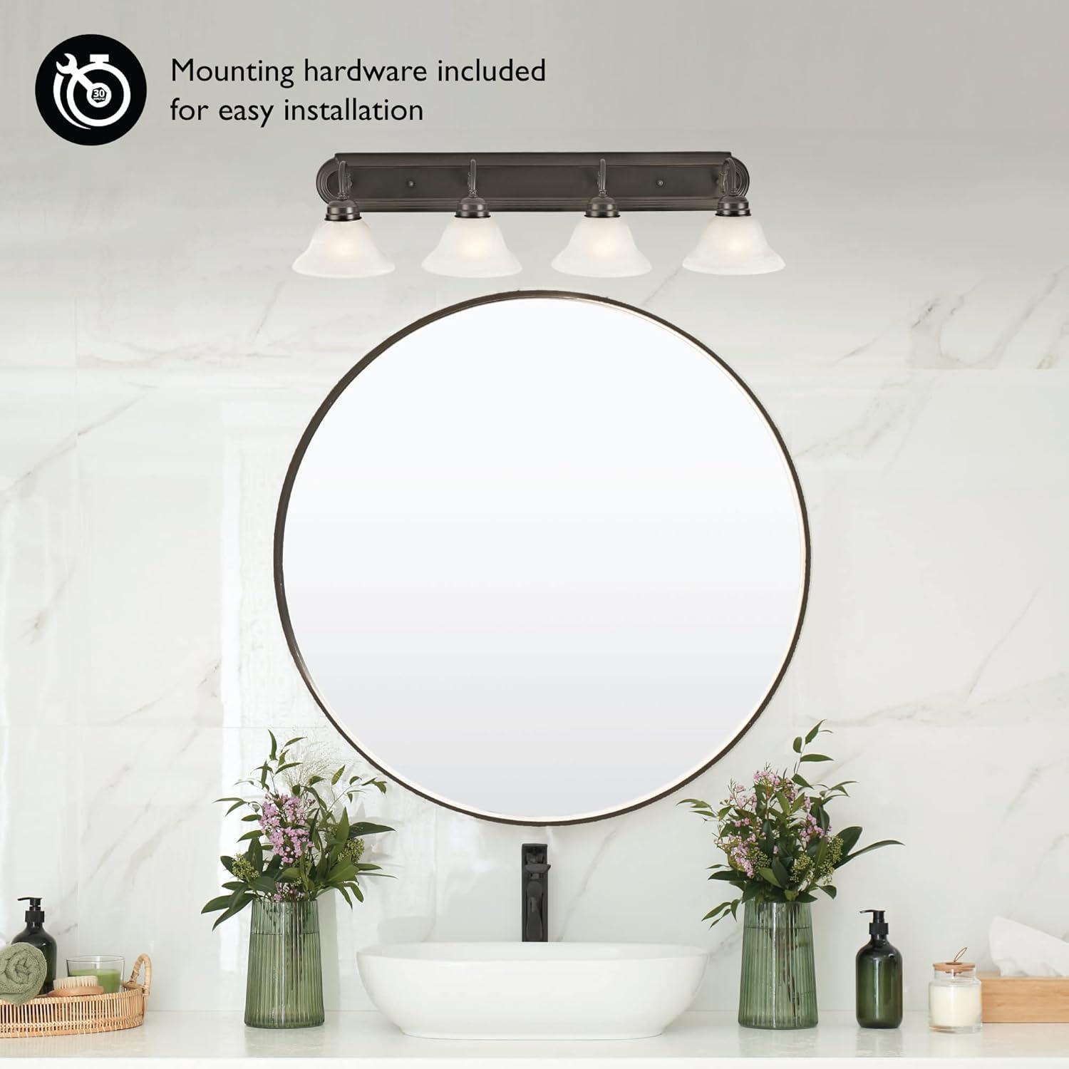 Design House 517714 Millbridge Vanity Light Dimmable with Frosted Glass for Above Bathroom Mirror, Oil Rubbed Bronze, 4-Light