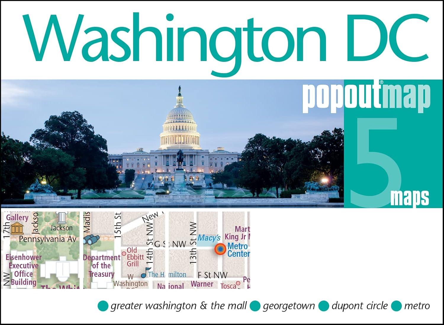 Compact Washington DC PopOut Map with Detailed Coverage